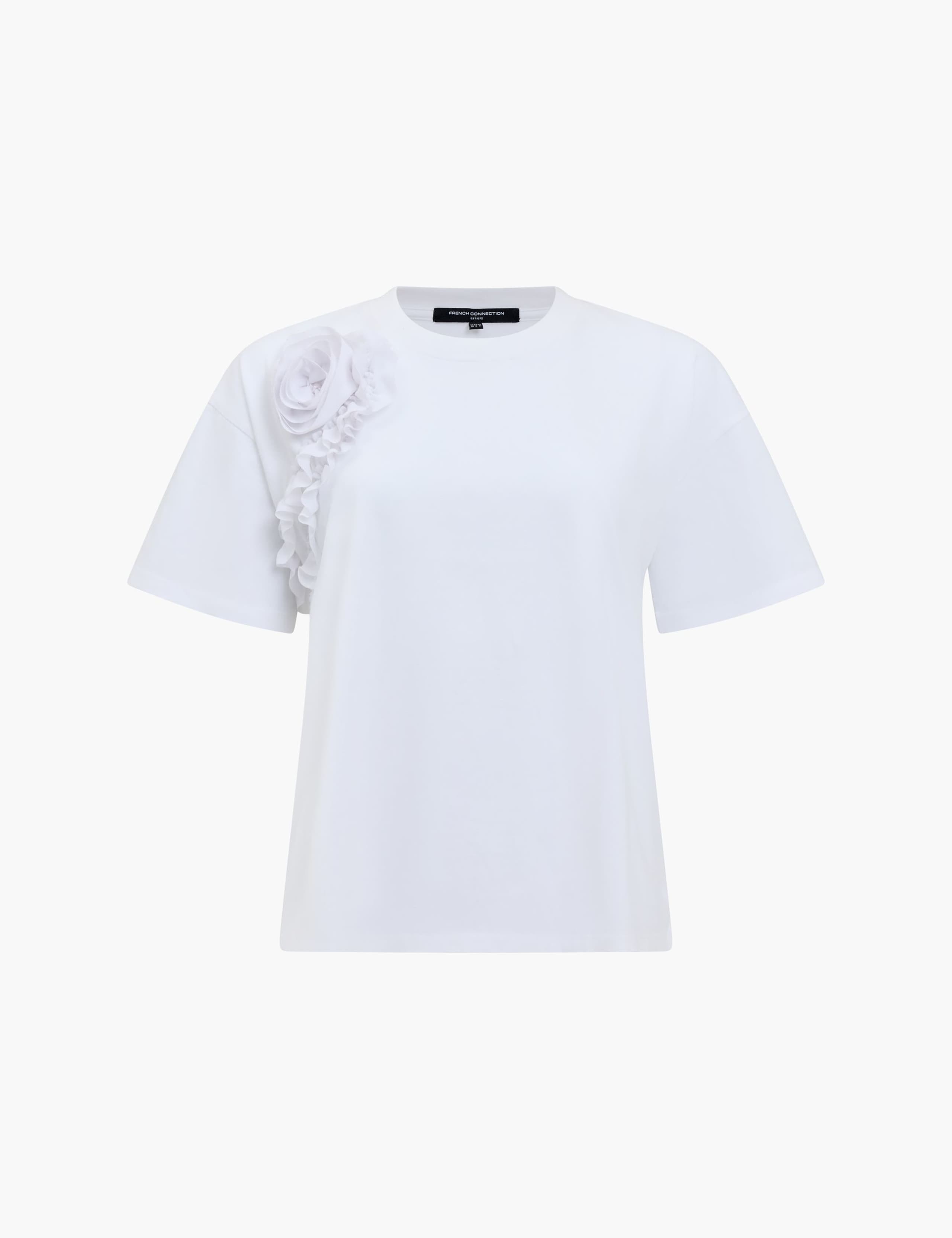 Pure Cotton Crepe Ruffle T-Shirt 2 of 5