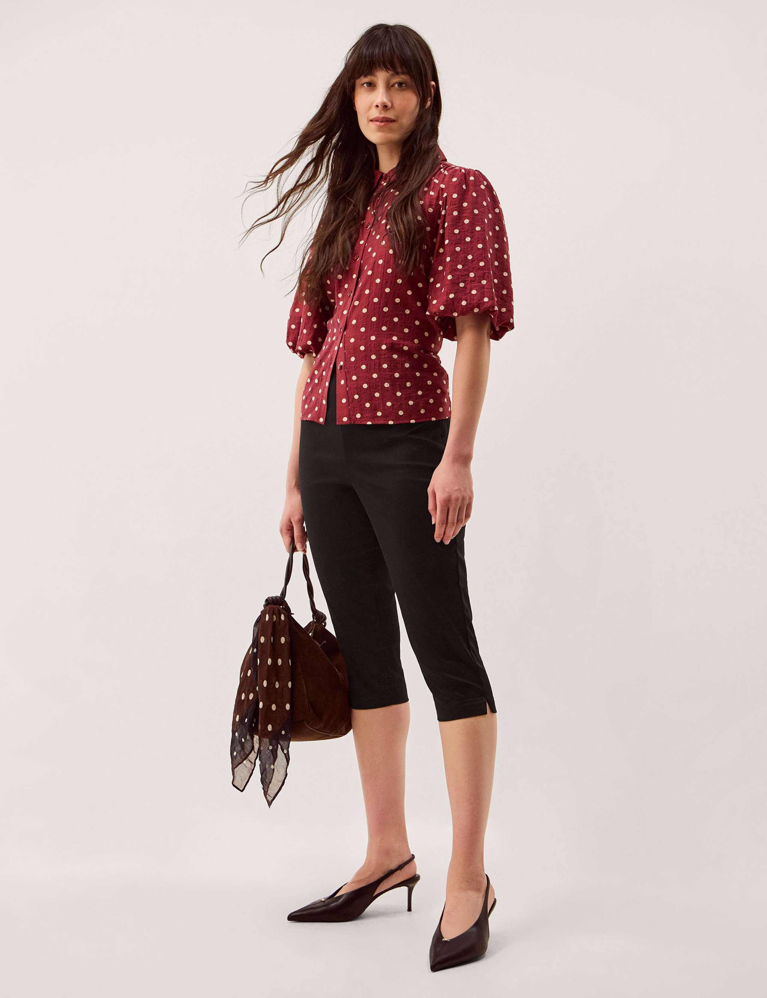 Cotton Rich Cropped Capri Trousers 3 of 5