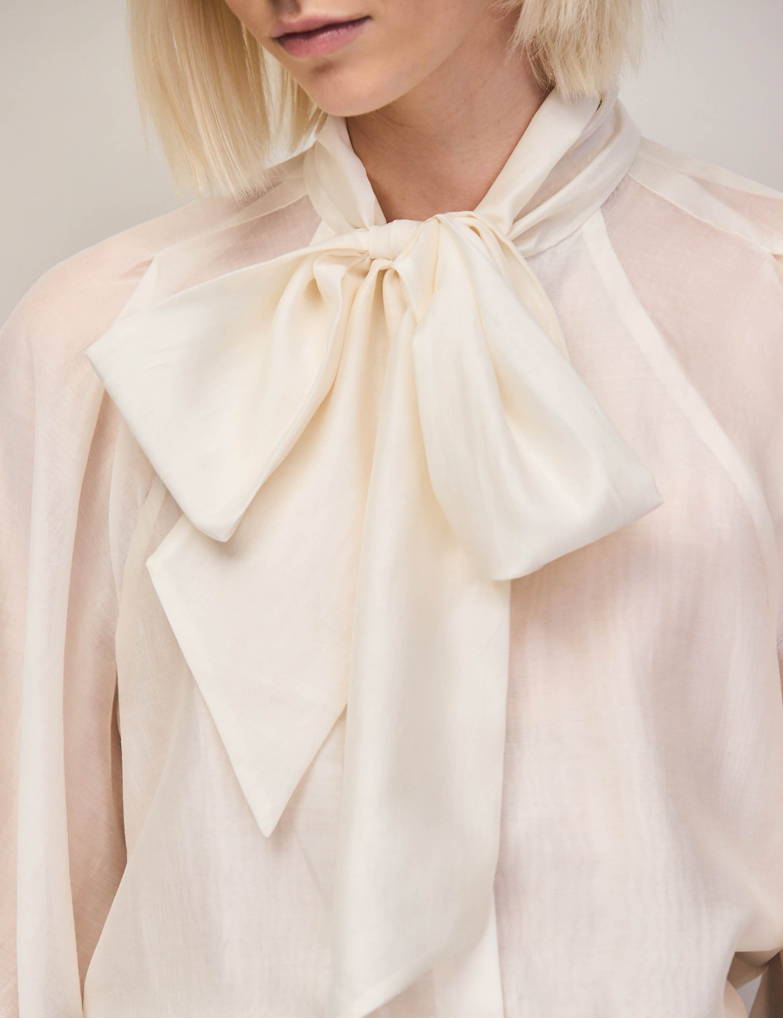 Lyocell Rich Tie Neck Button Through Blouse 4 of 6