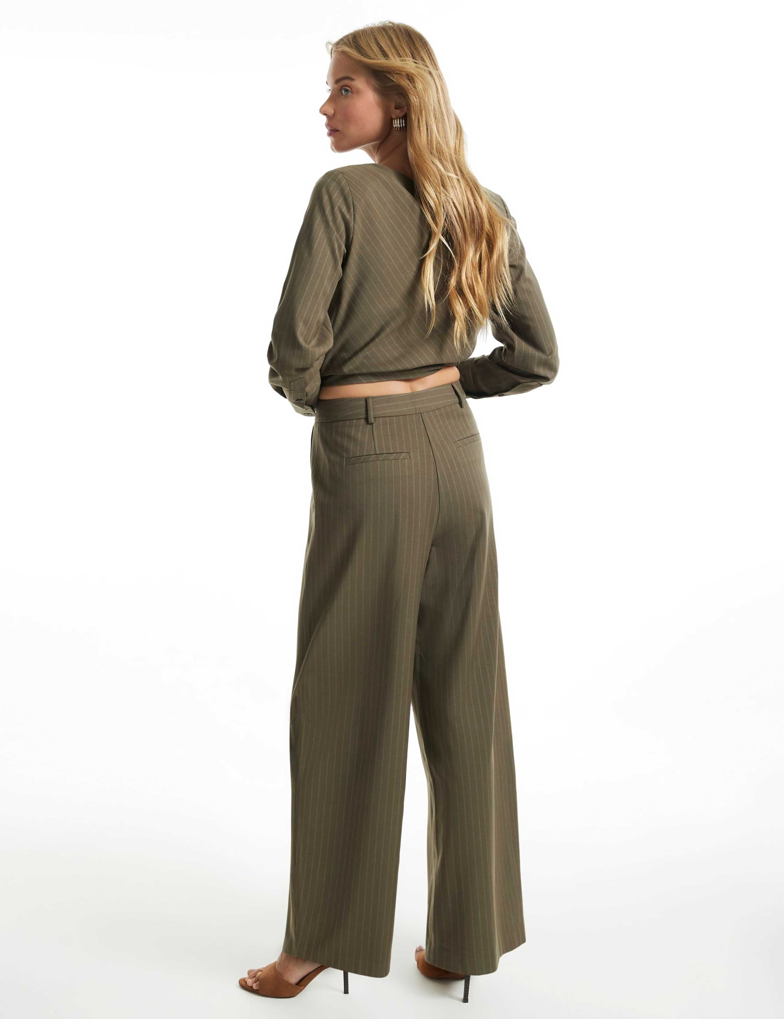 Pinstripe Pleat Front Straight Leg Trousers 2 of 6