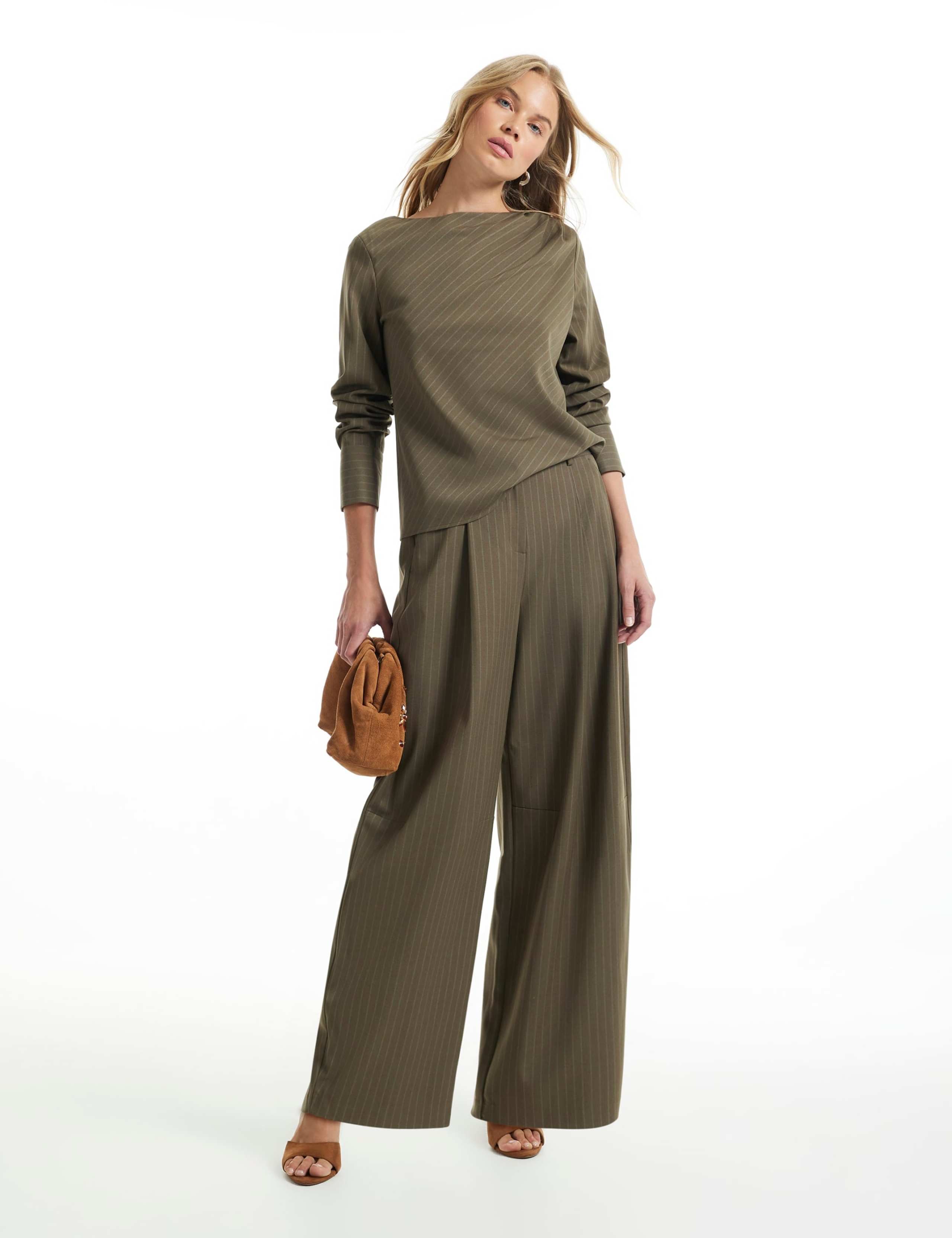 Pinstripe Pleat Front Straight Leg Trousers 6 of 6
