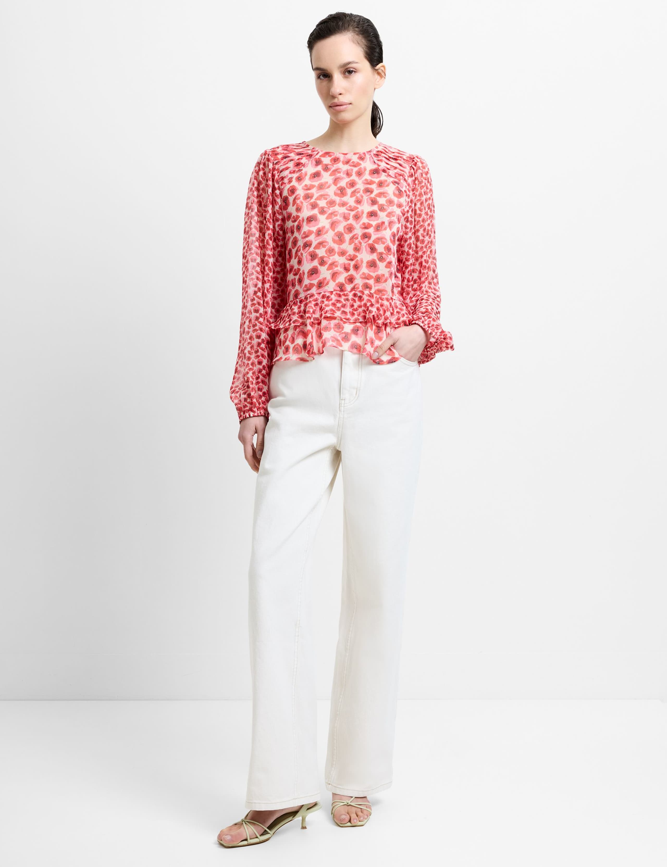 Floral Frill Detail Blouson Sleeve Top 3 of 5