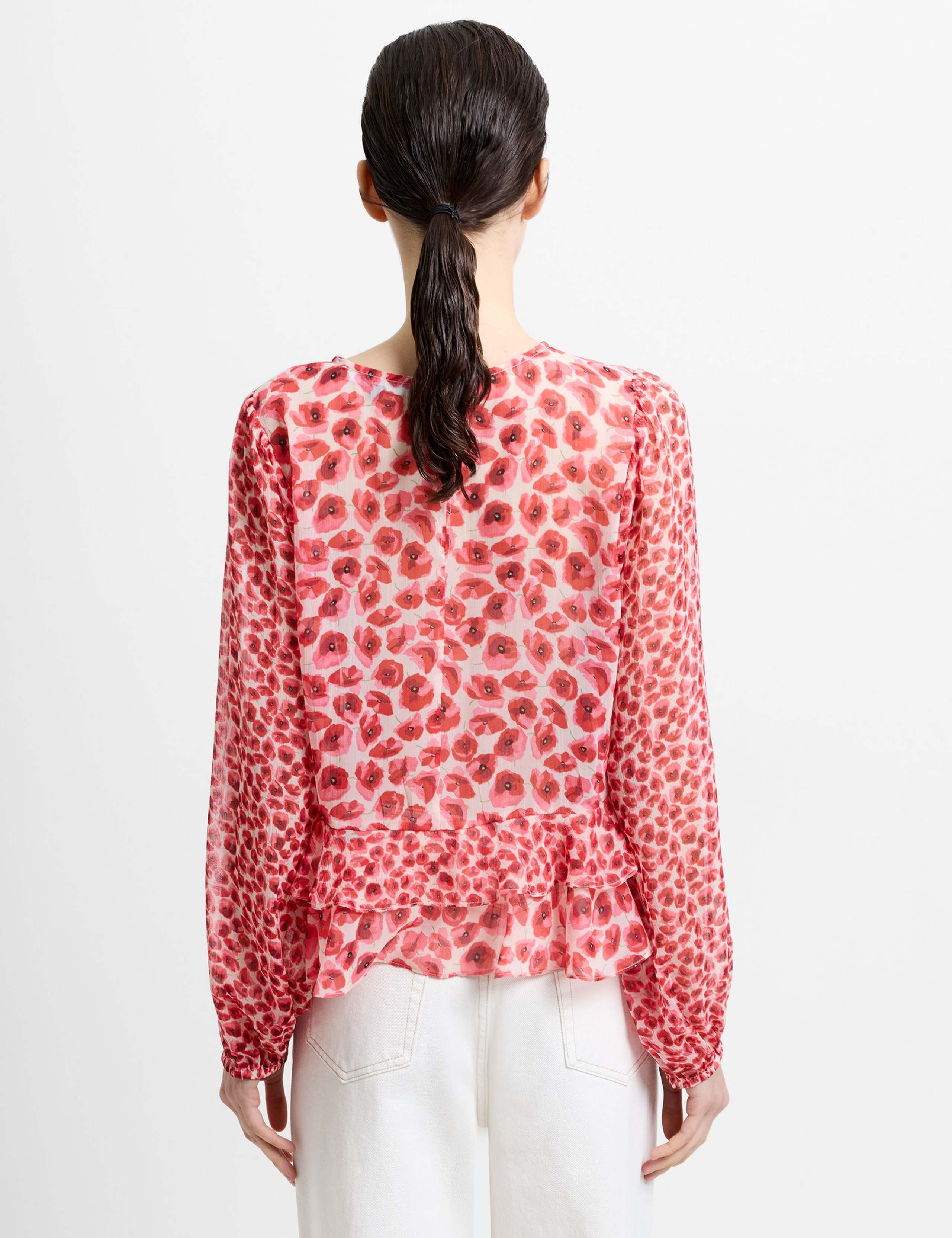 Floral Frill Detail Blouson Sleeve Top 4 of 5