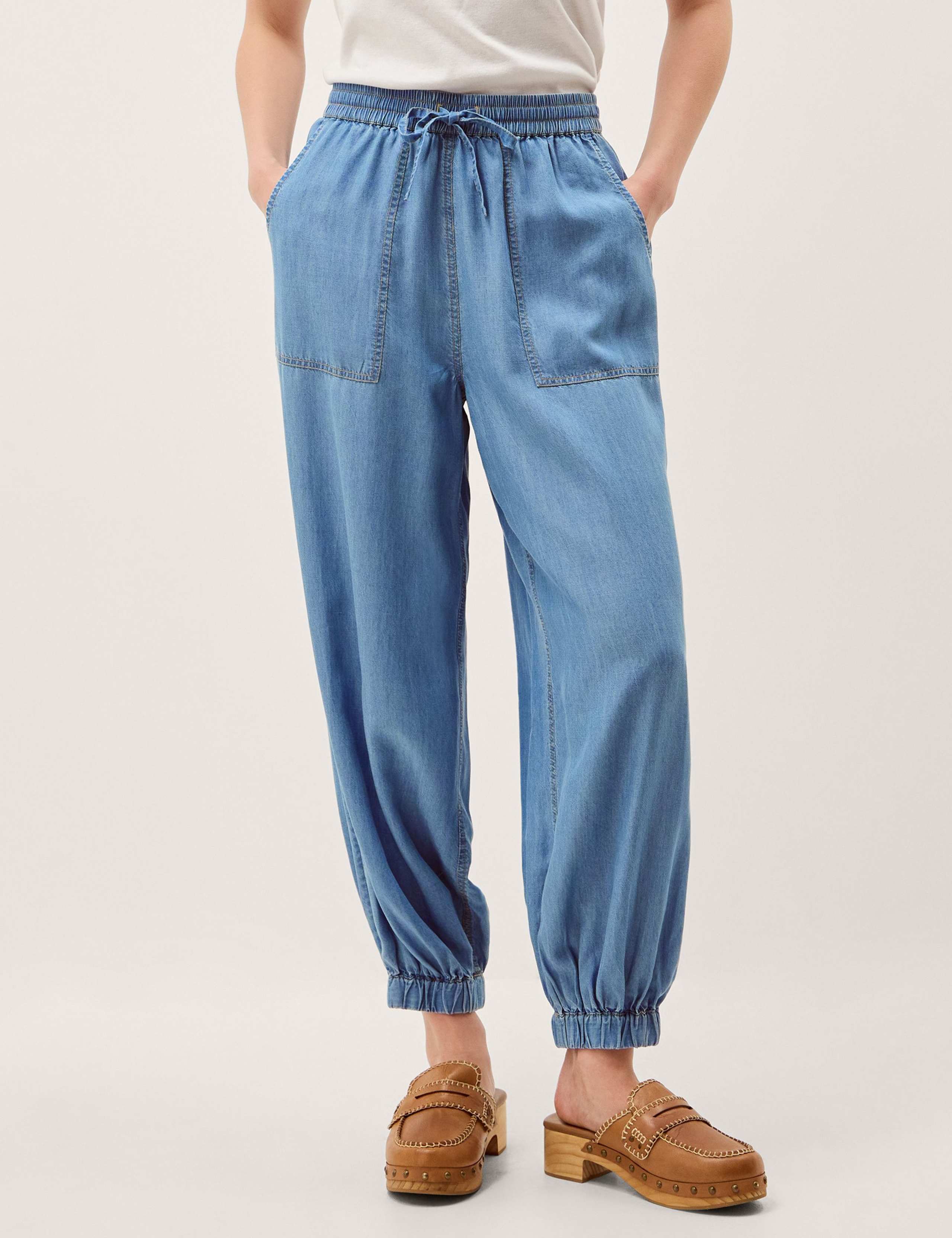 Pure Lyocell Drawstring Cuffed Joggers 1 of 6