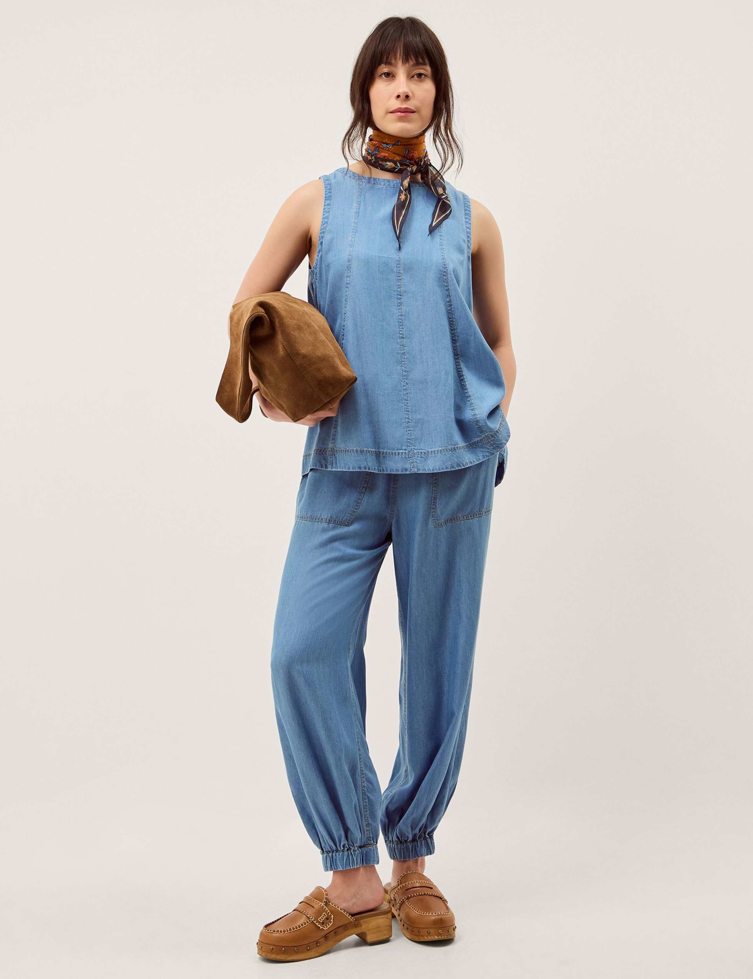 Pure Lyocell Drawstring Cuffed Joggers 5 of 5