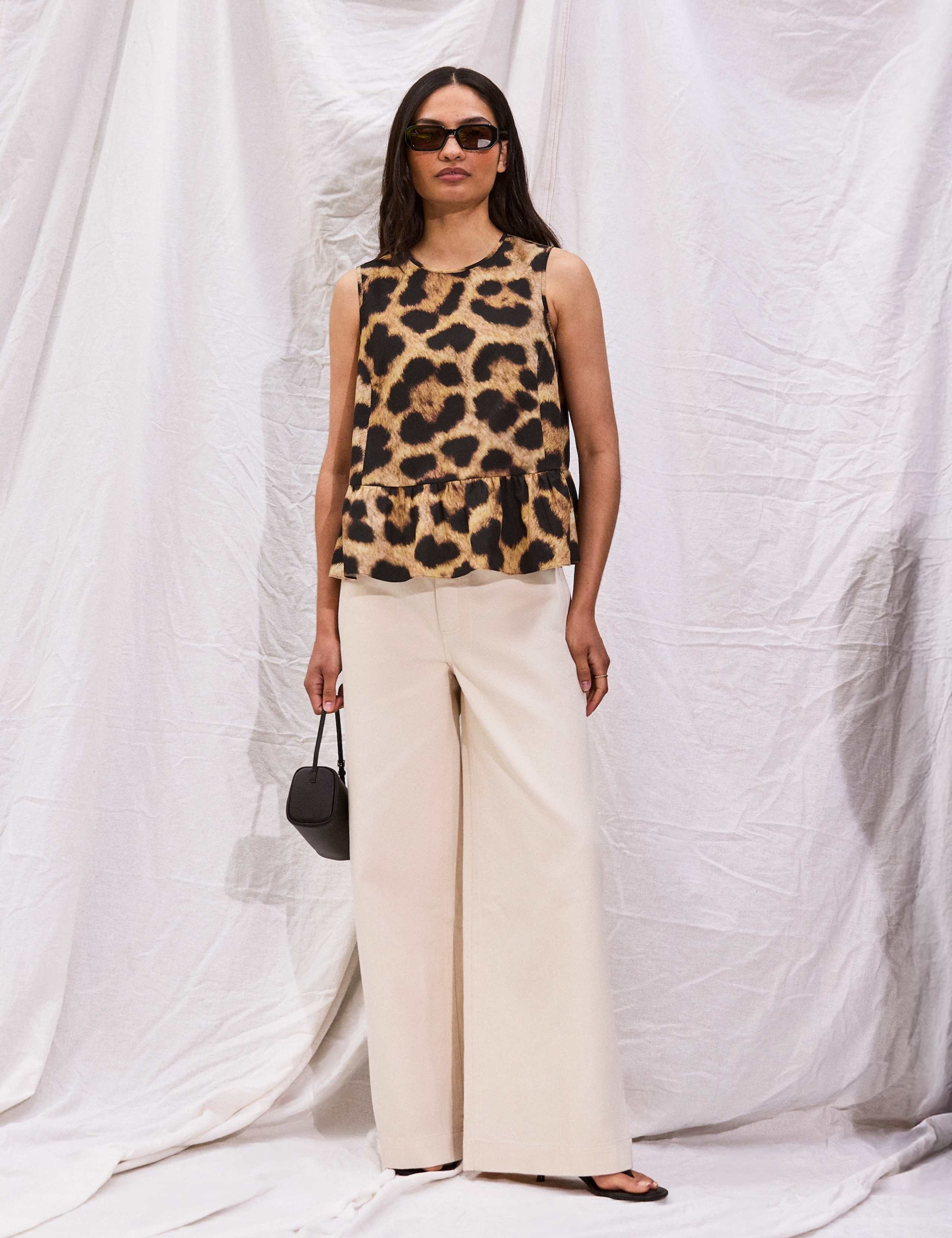 Pure Cotton Leopard Print Peplum Top 3 of 4