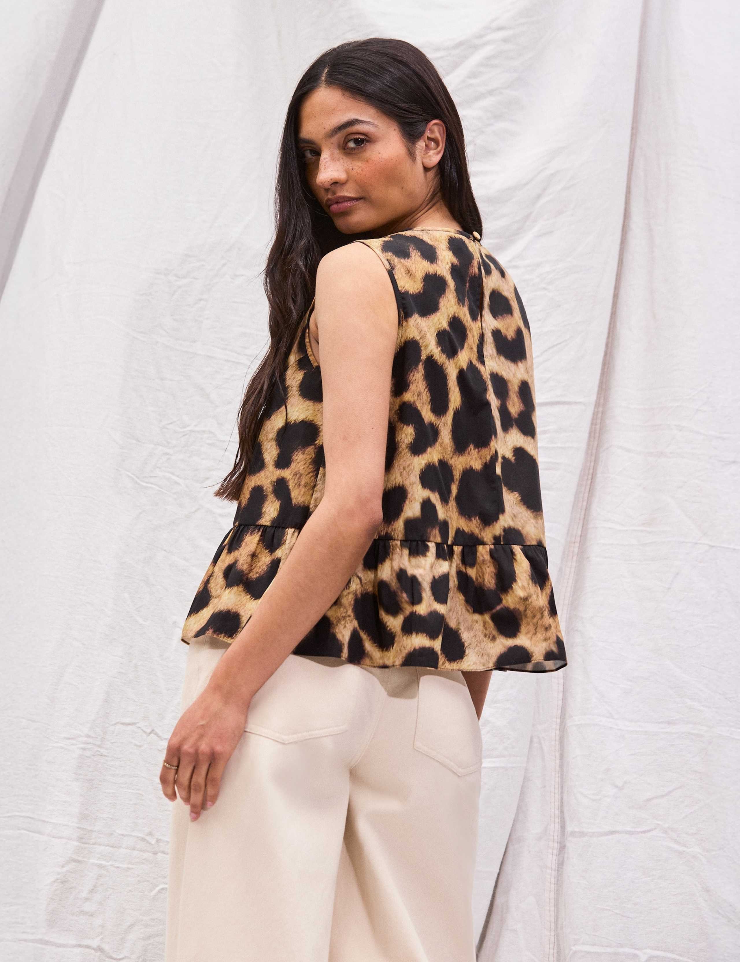 Pure Cotton Leopard Print Peplum Top 4 of 4