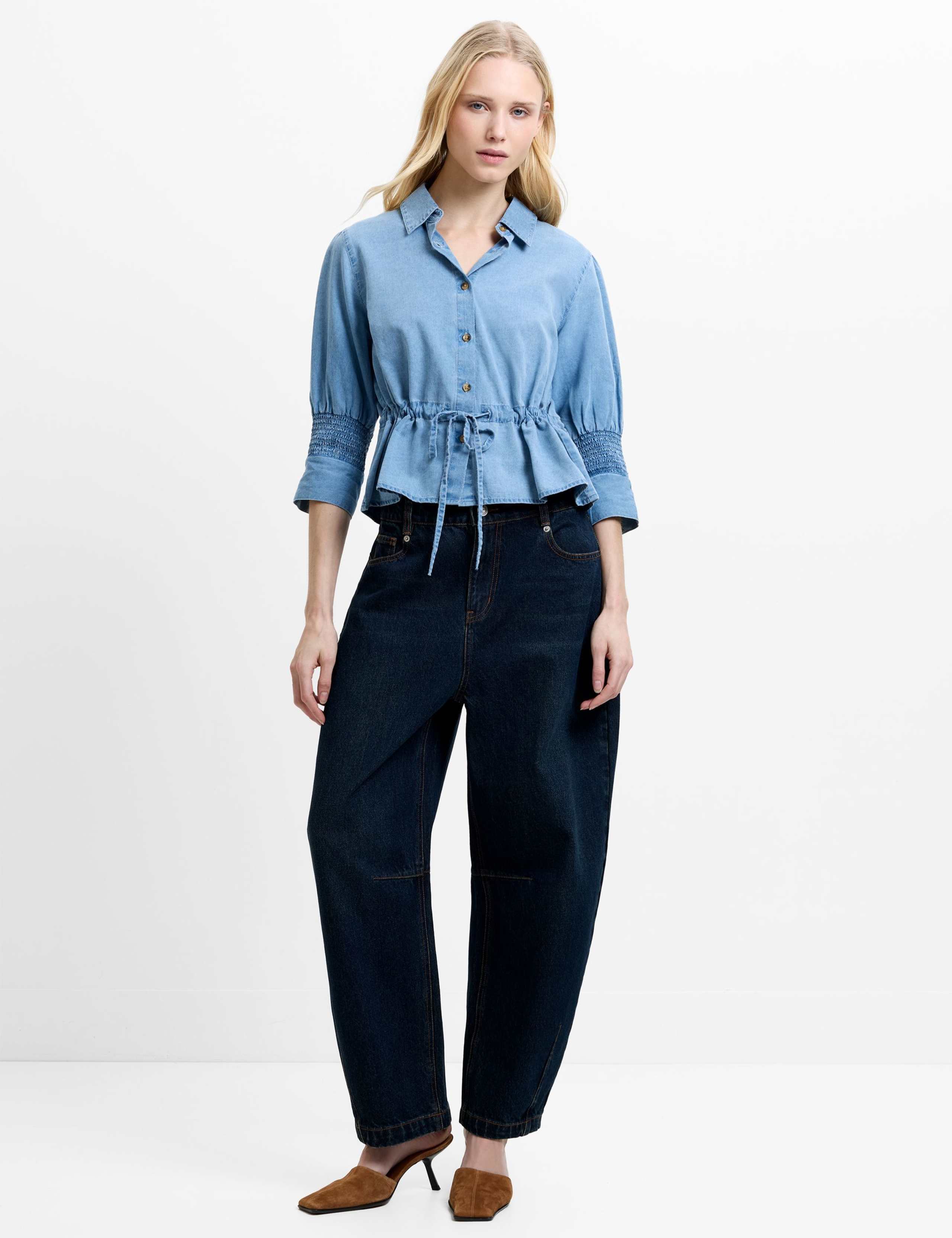 Pure Cotton Collared Drawstring Shirt 3 of 5