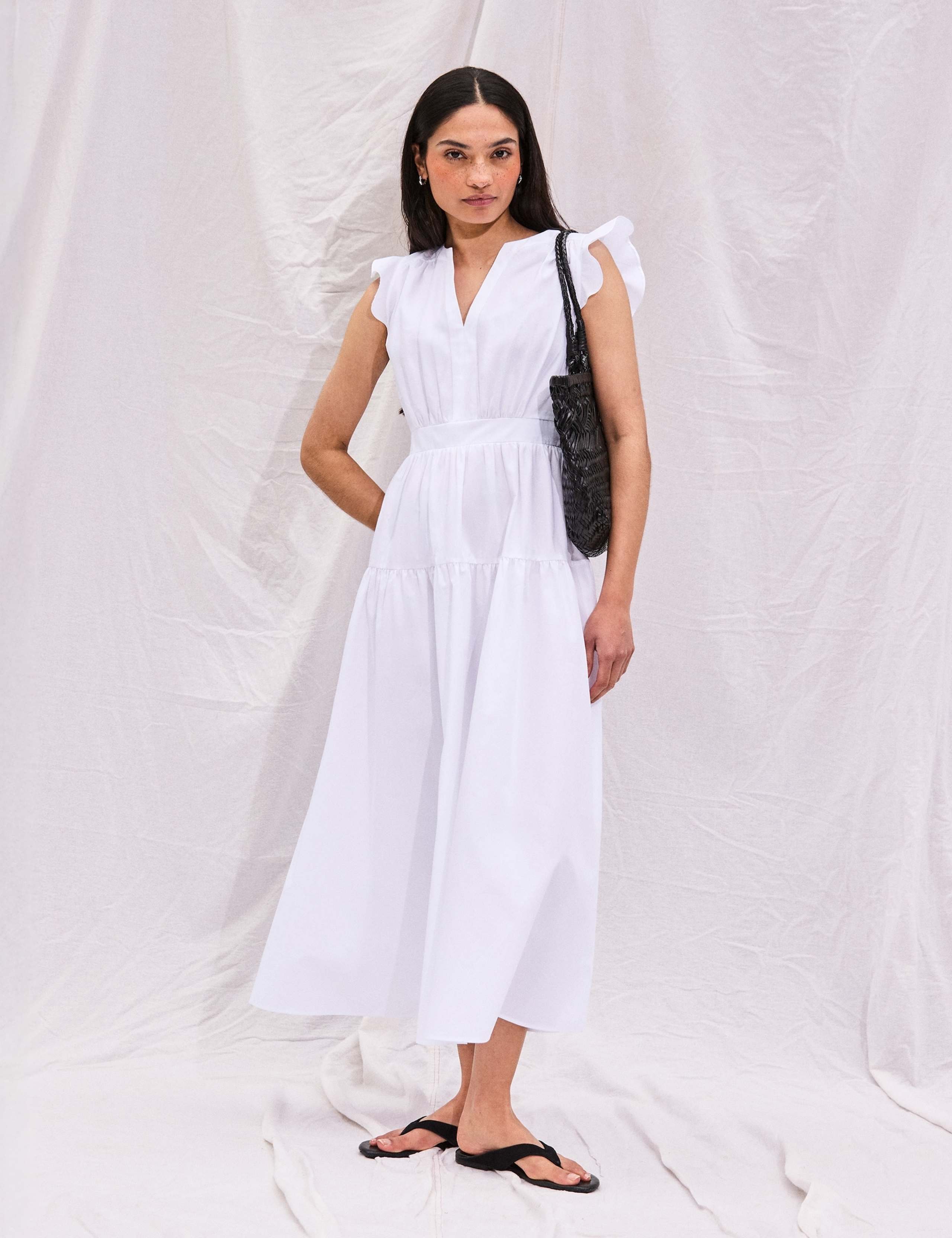Pure Cotton Notch Neck Midaxi Waisted Dress 1 of 5