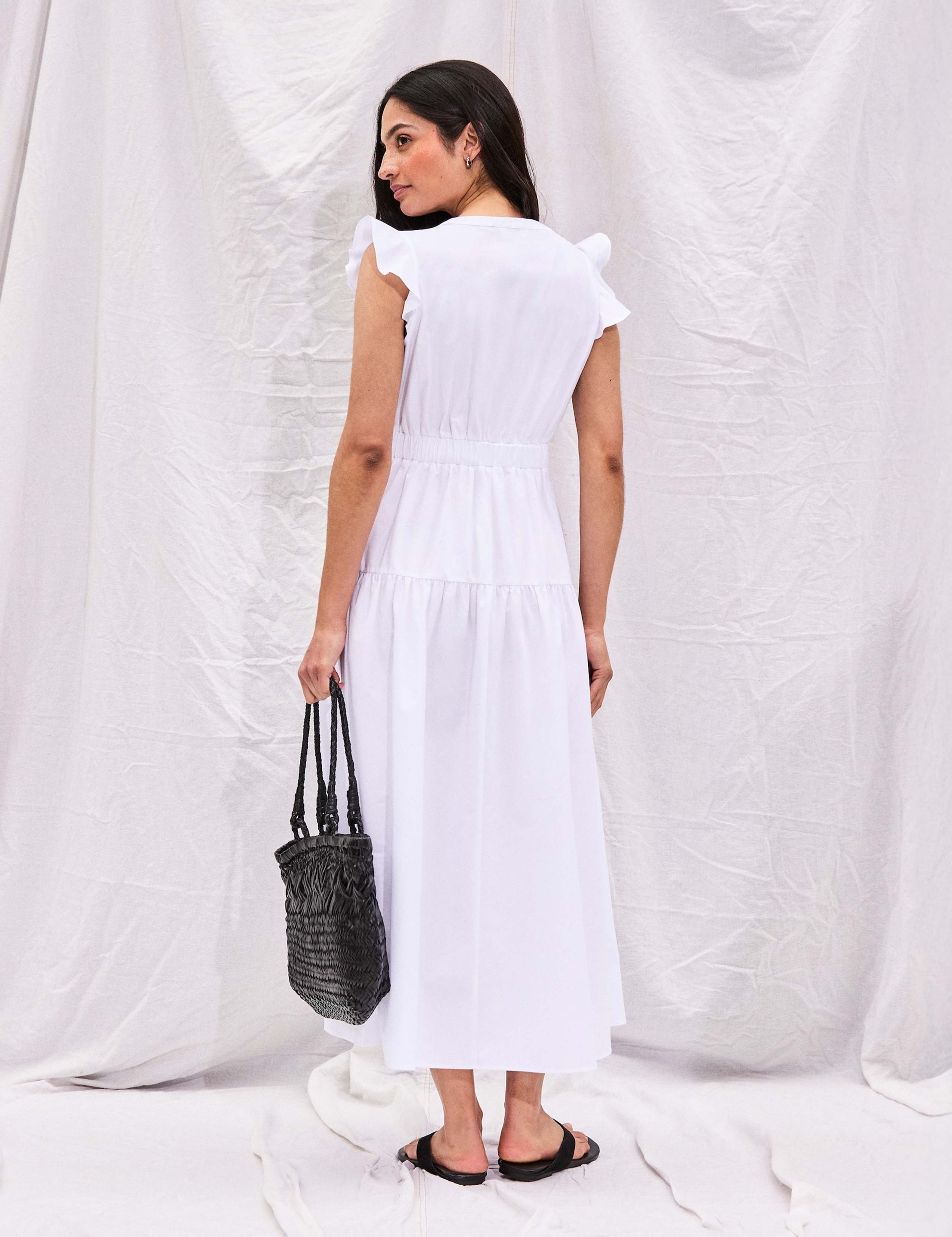 Pure Cotton Notch Neck Midaxi Waisted Dress 3 of 5