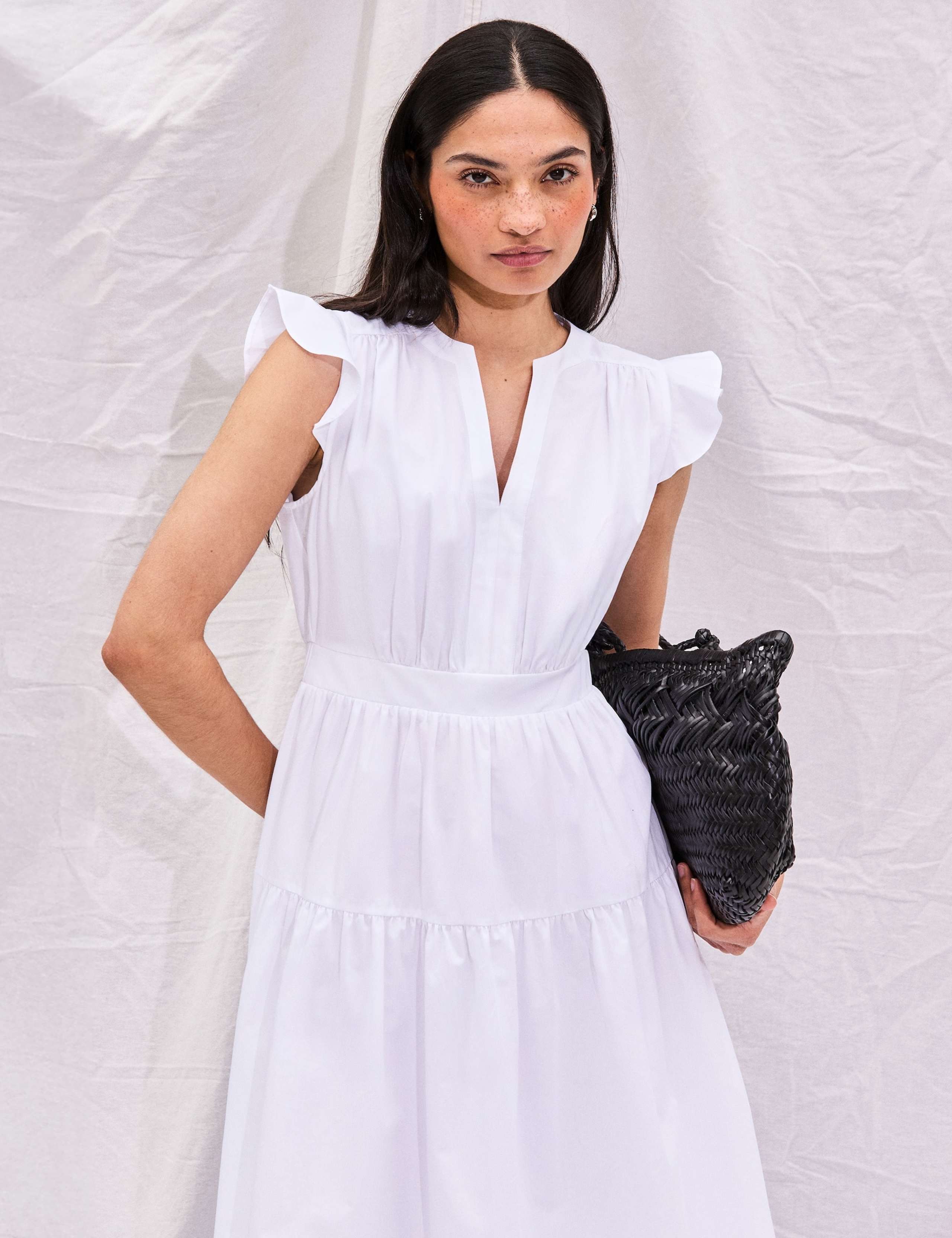 Pure Cotton Notch Neck Midaxi Waisted Dress 5 of 5