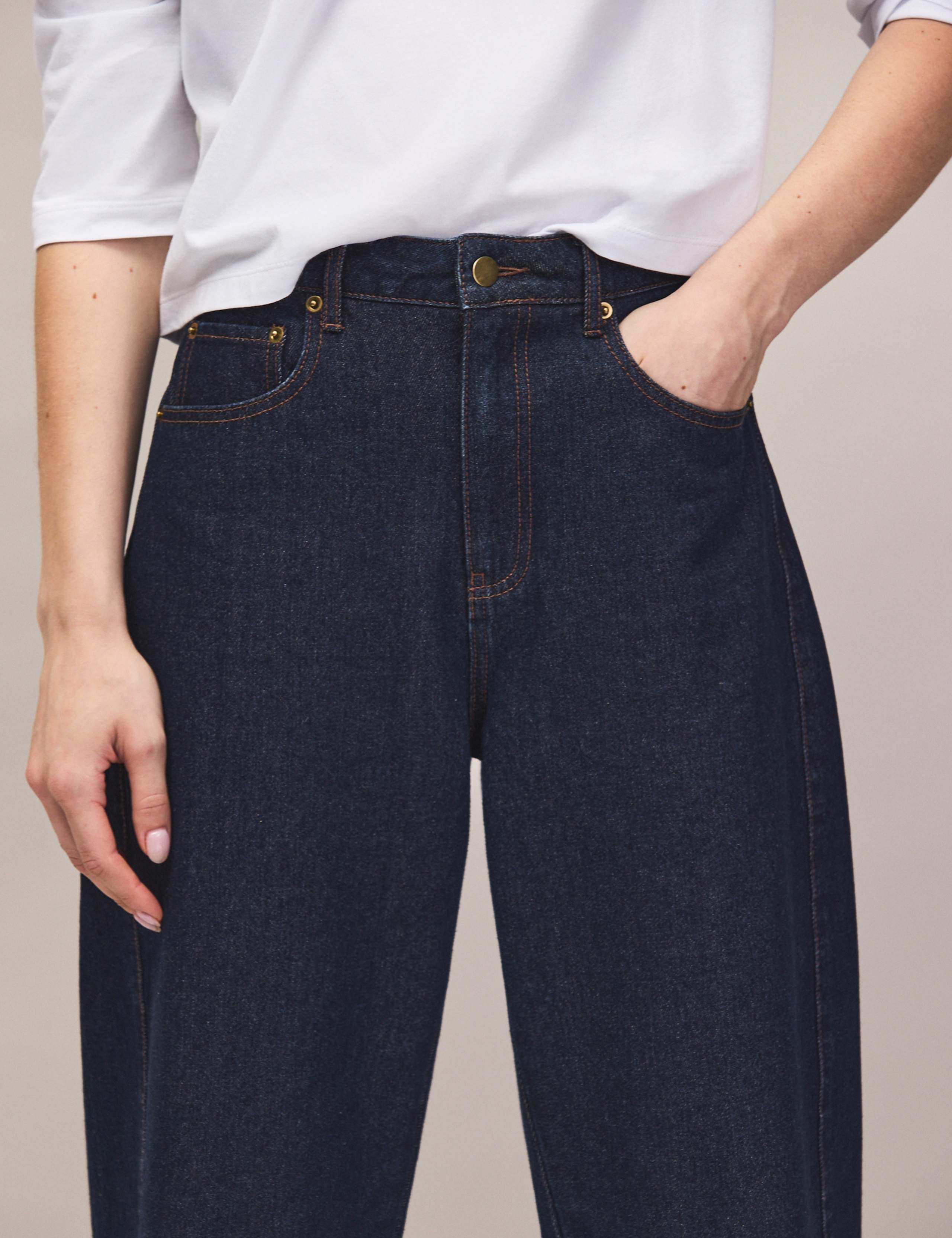 Mid Rise Barrel Leg Ankle Grazer Jeans 5 of 7