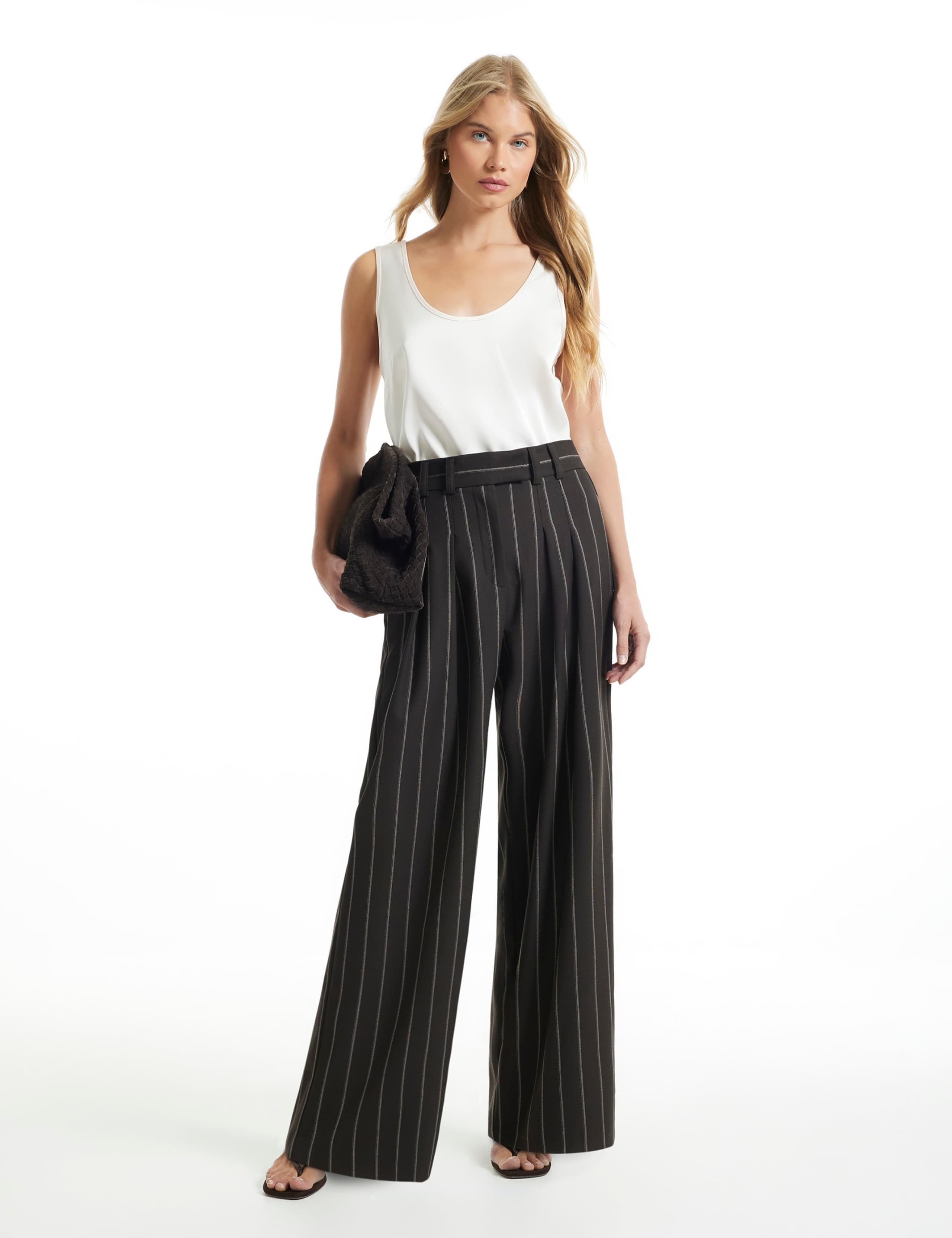 Striped Elasticated Waist Wide Leg Trousers 1 of 5