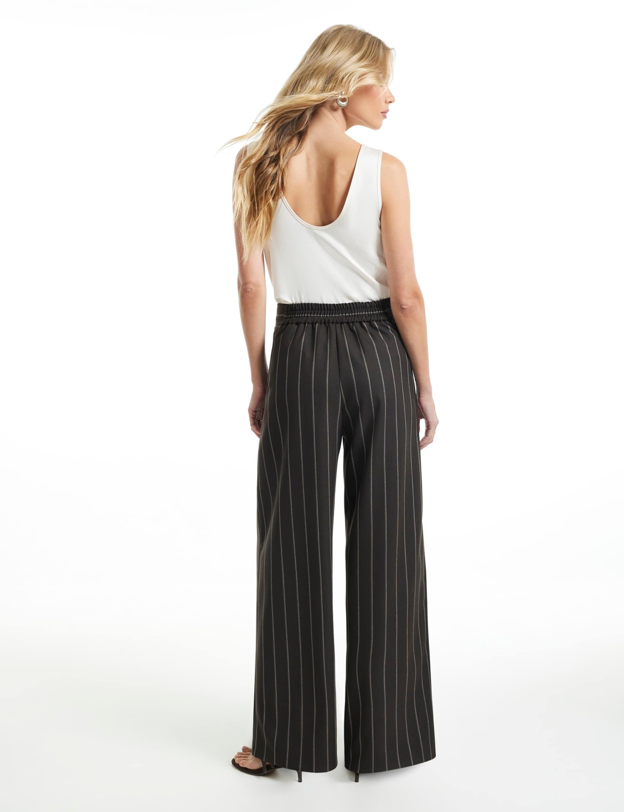 Striped Elasticated Waist Wide Leg Trousers 2 of 5