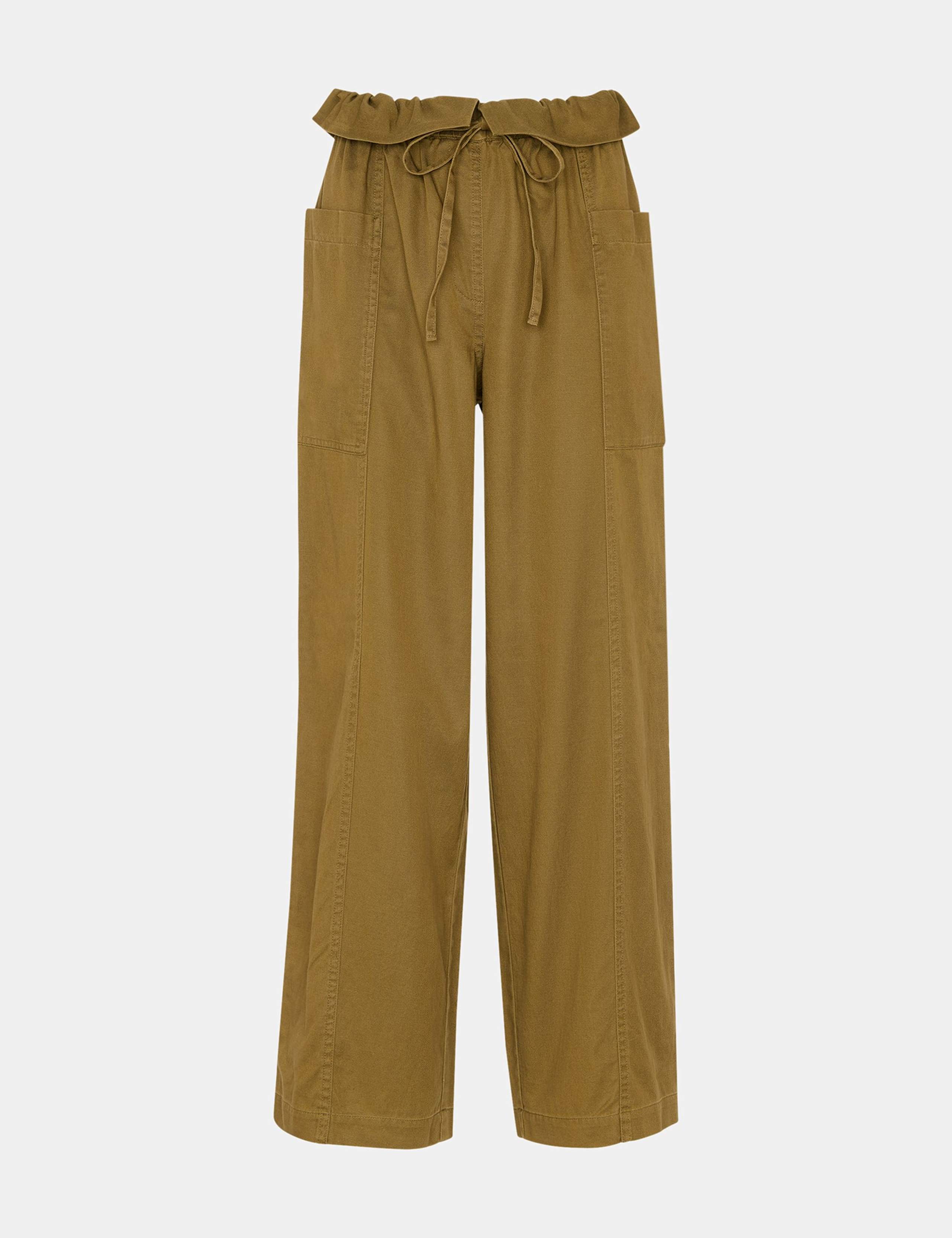 Lyocell Rich Paperbag Straight Leg Trousers 2 of 4