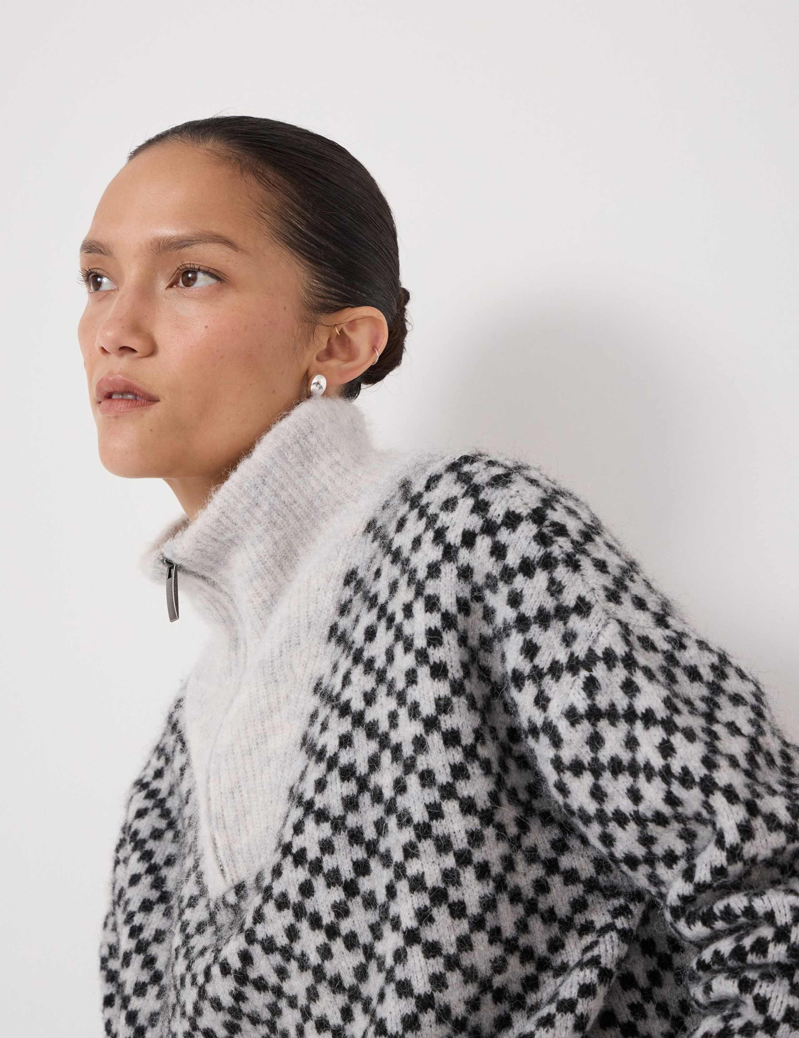 Jacquard Half Zip Jumper with Wool 6 of 6