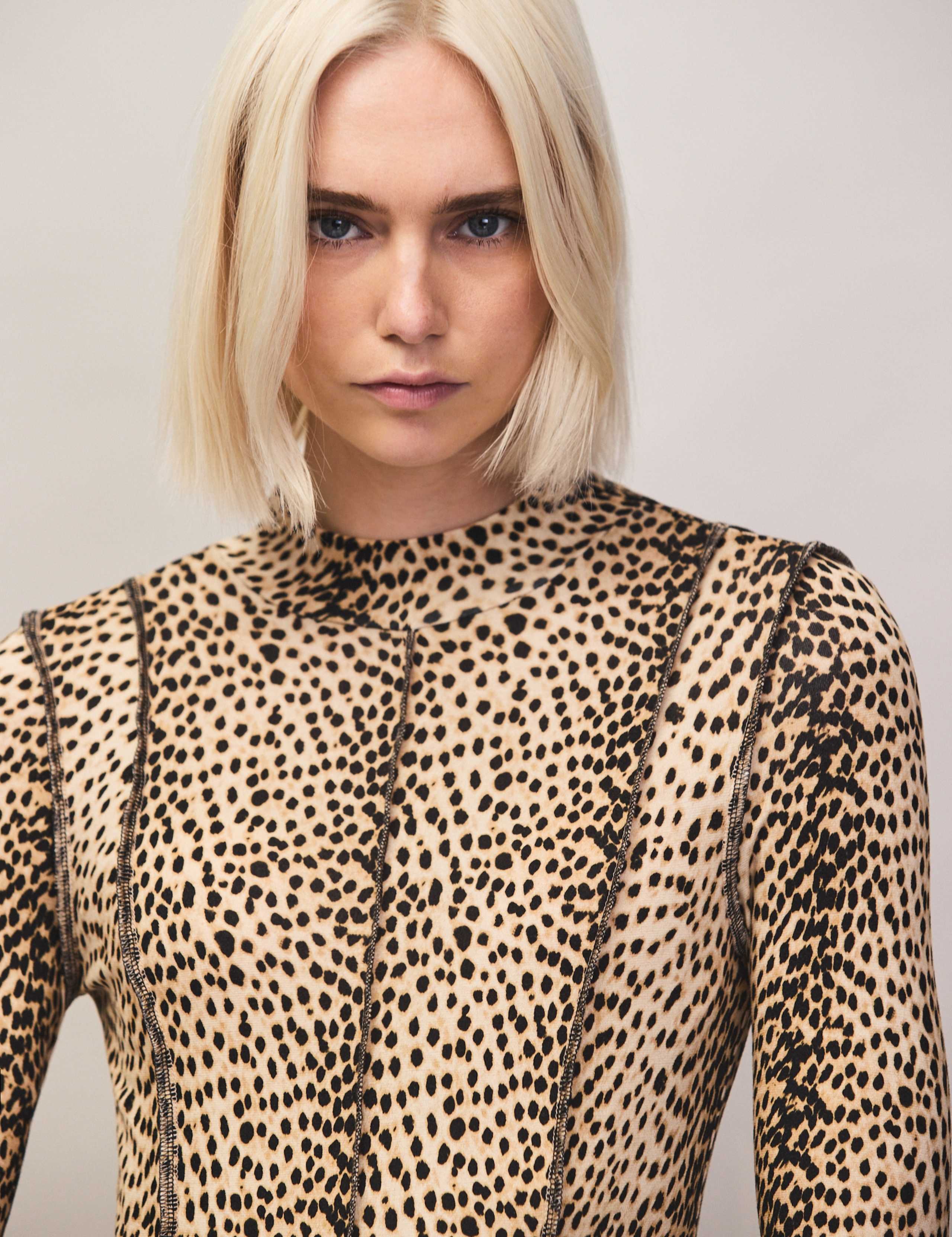 Animal Print High Neck Midaxi Column Dress 3 of 6