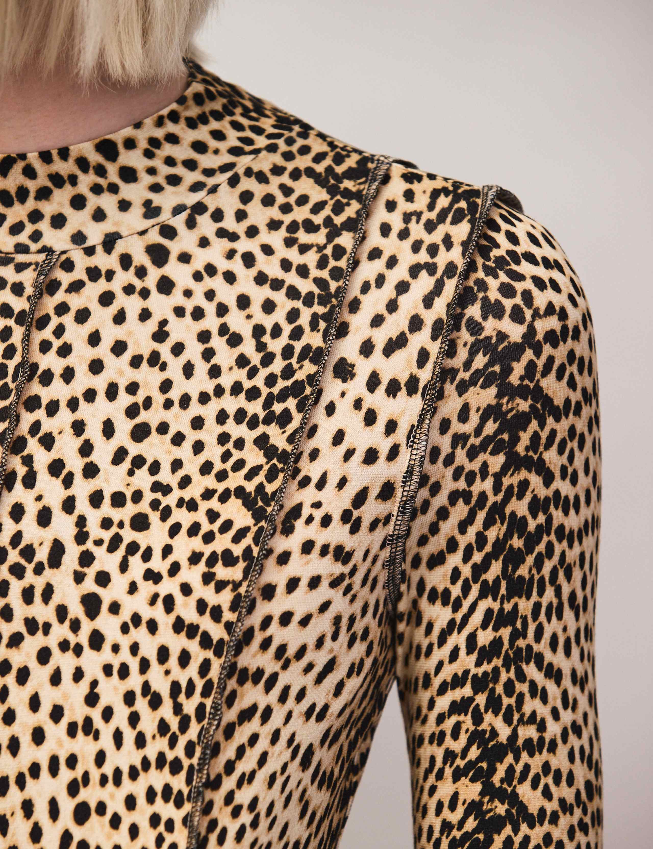 Animal Print High Neck Midaxi Column Dress 4 of 6
