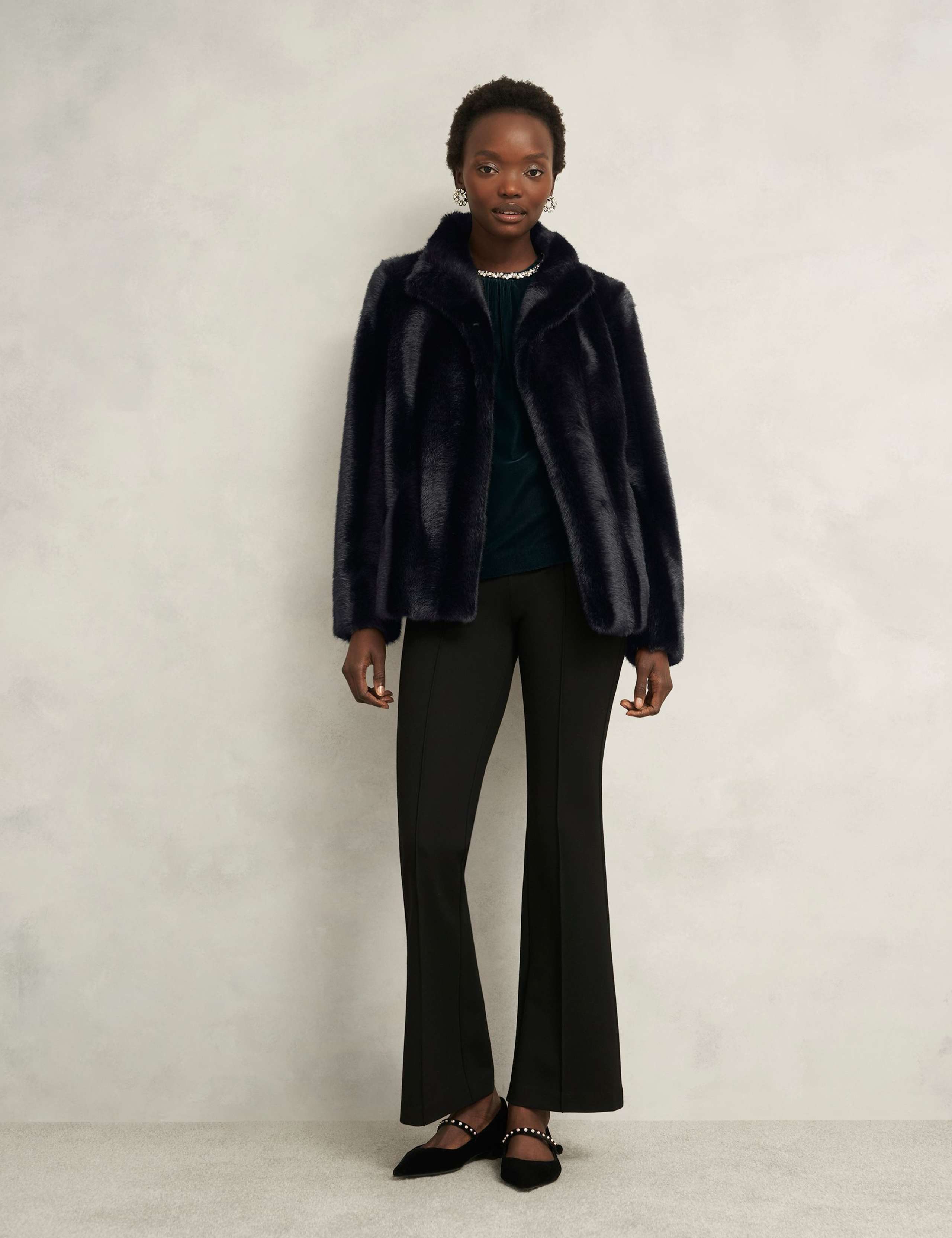 Faux Fur High Neck Cropped Coat 3 of 6