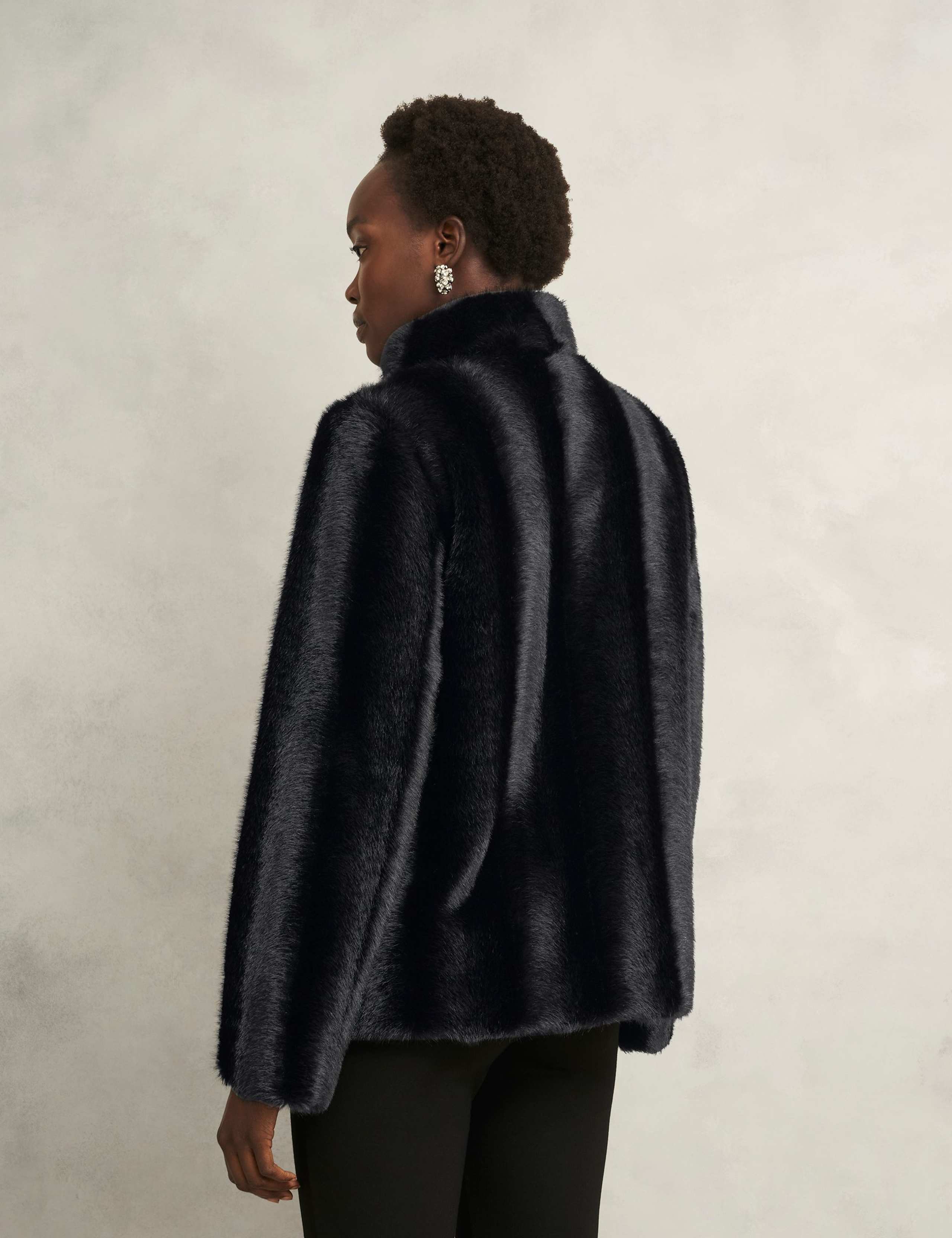 Faux Fur High Neck Cropped Coat 4 of 6