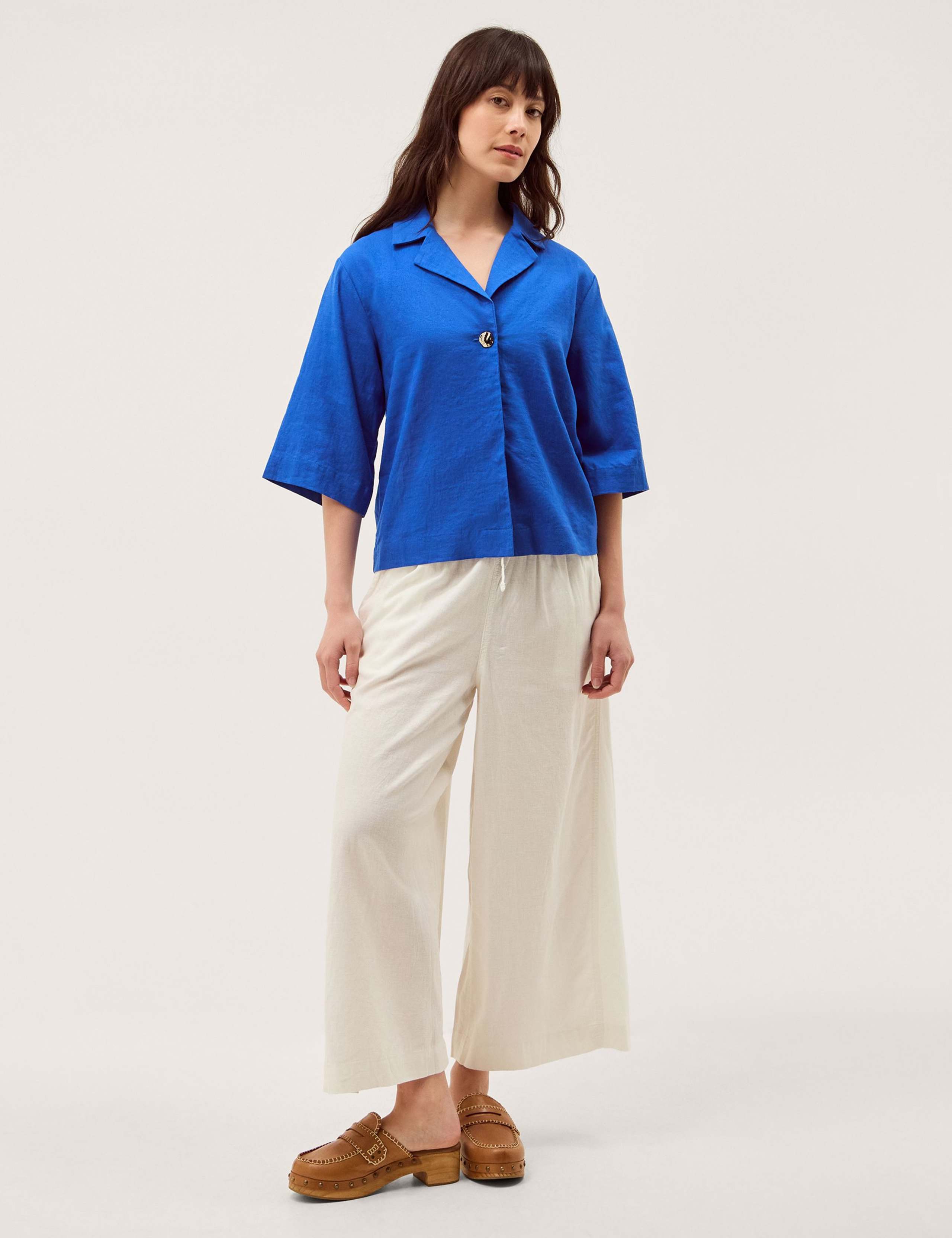 Linen Rich Collared Button Detail Shirt 1 of 5