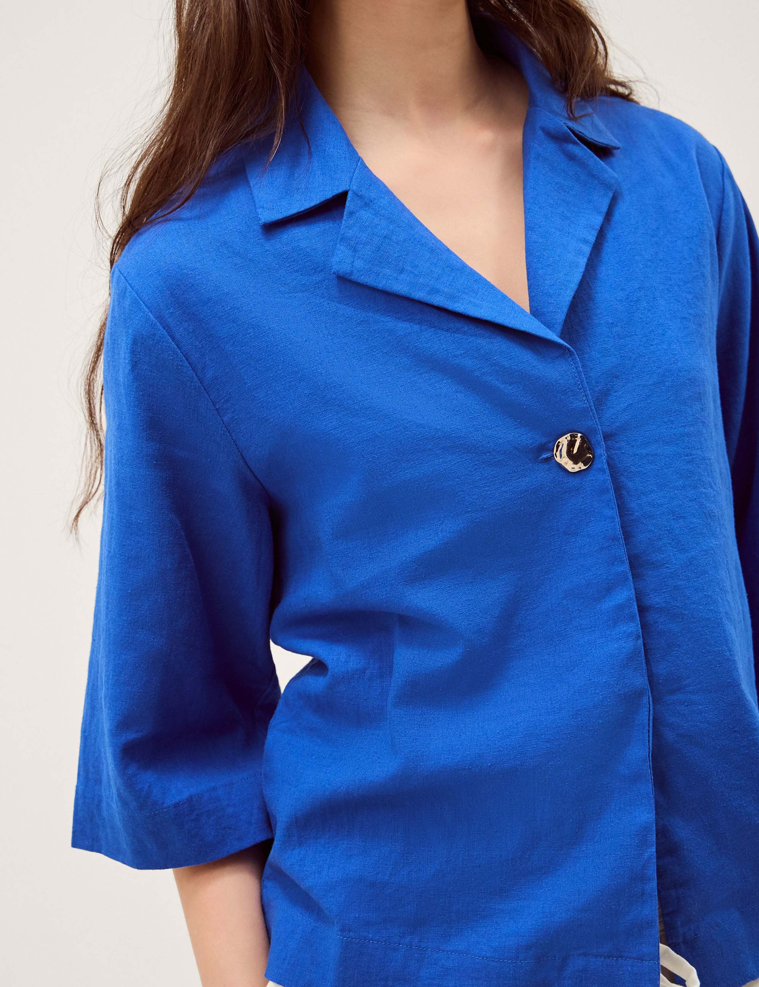Linen Rich Collared Button Detail Shirt 3 of 5