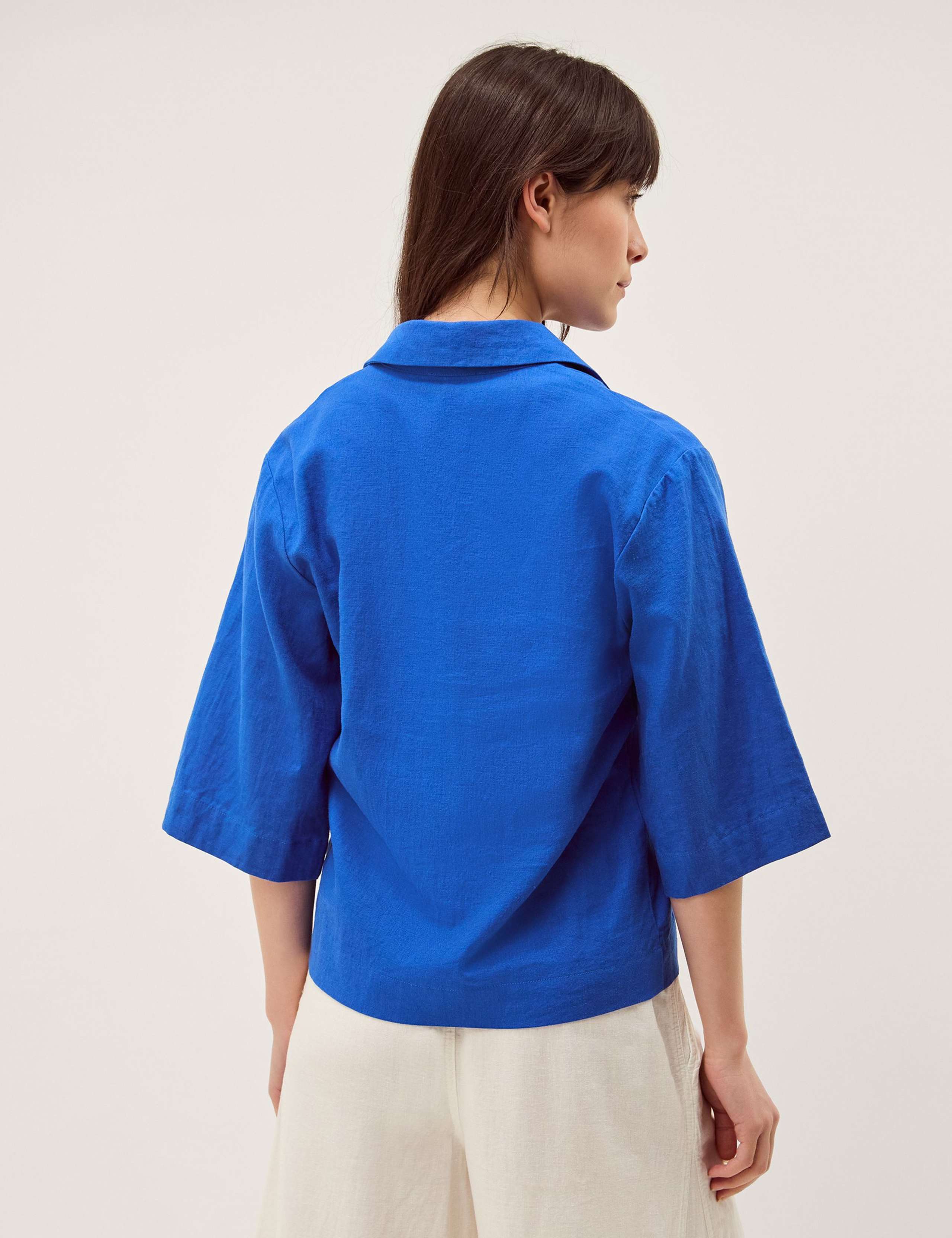 Linen Rich Collared Button Detail Shirt 4 of 5