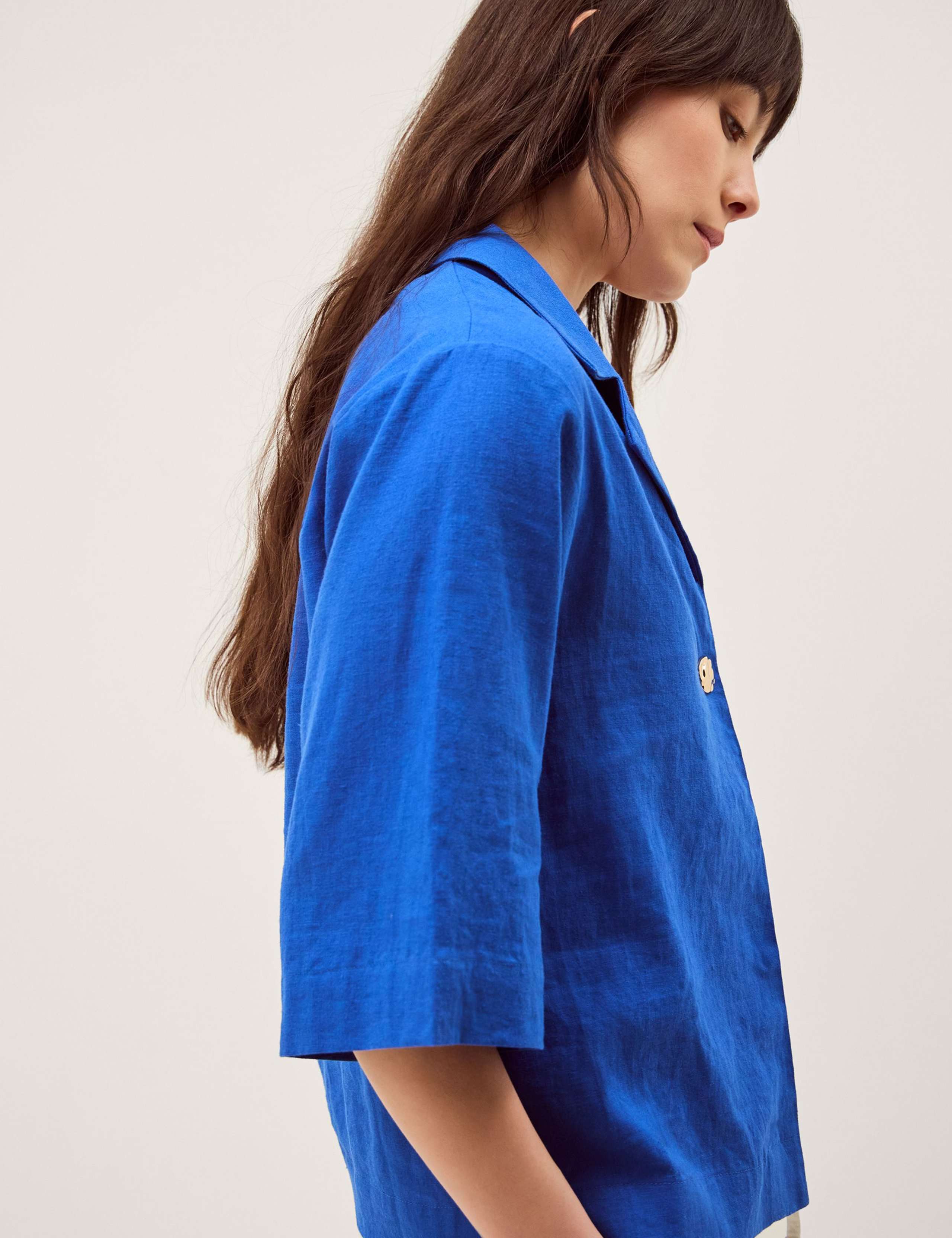 Linen Rich Collared Button Detail Shirt 5 of 5
