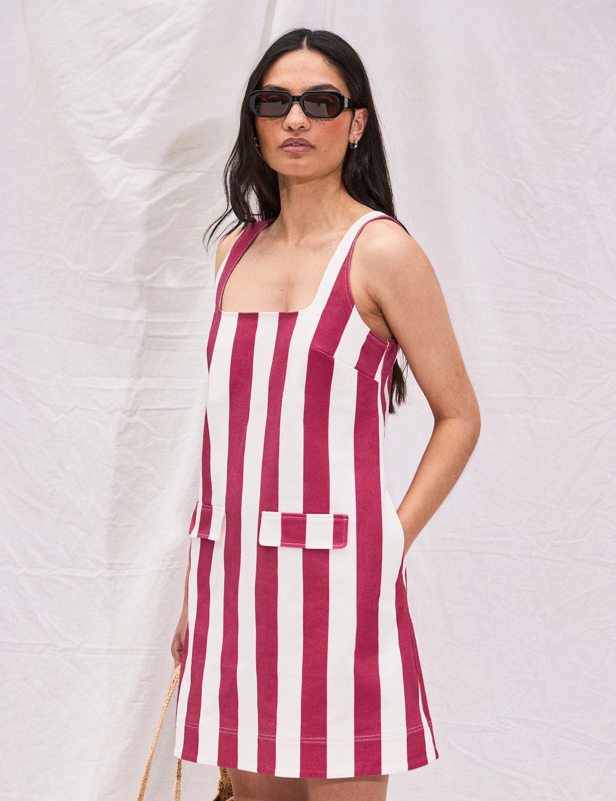 Cotton Rich Striped Square Neck Mini Dress 3 of 5