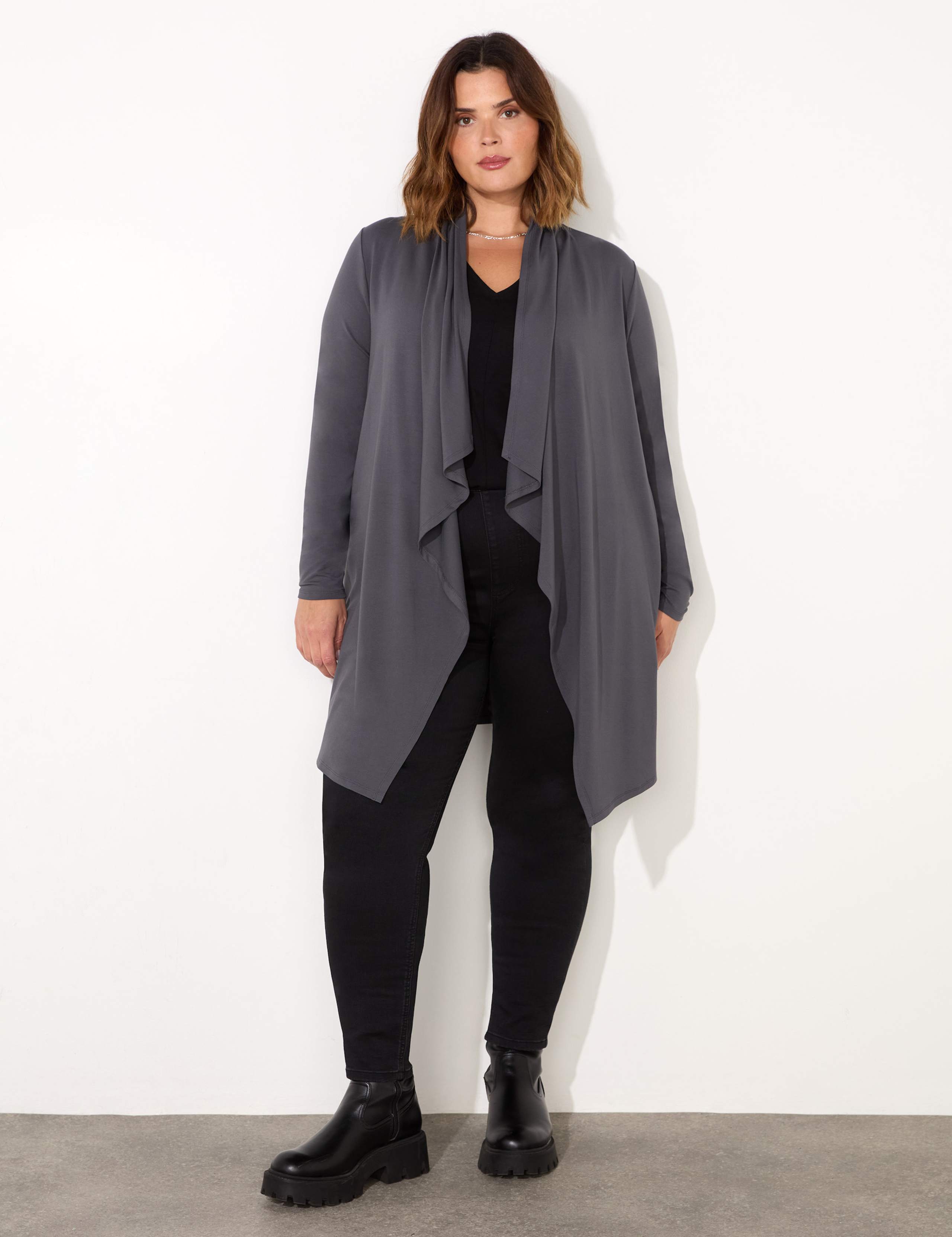 Jersey Waterfall Longline Cardigan 2 of 4