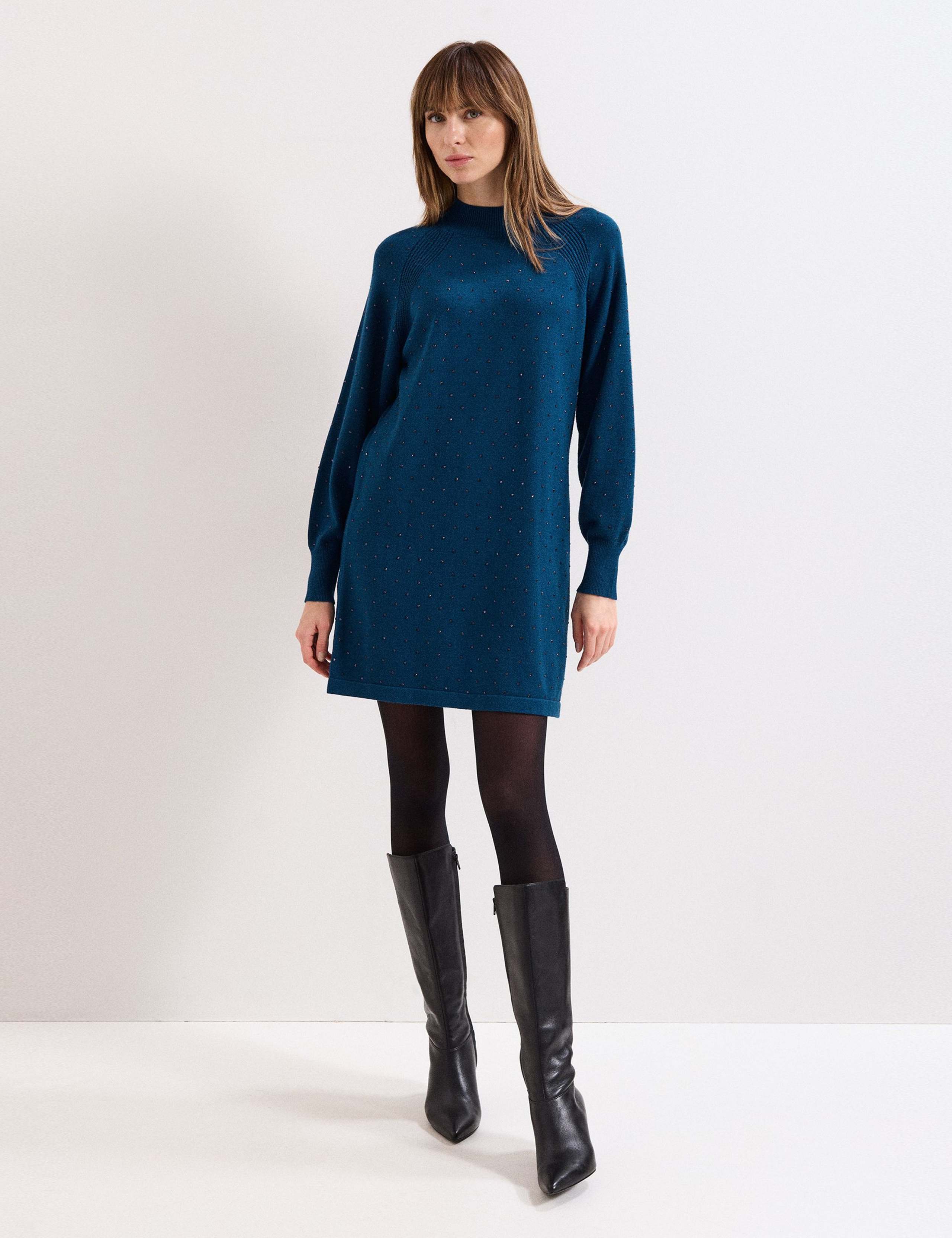 Embellished High Neck Mini Jumper Dress 3 of 6