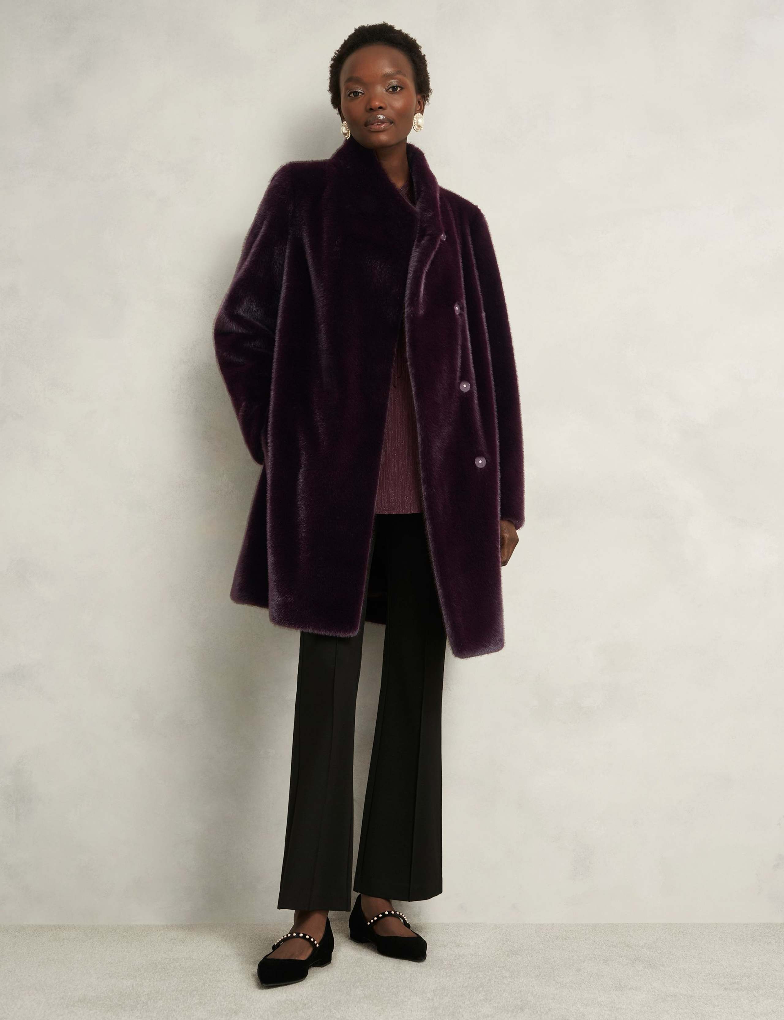 Faux Fur High Neck Coat 3 of 6