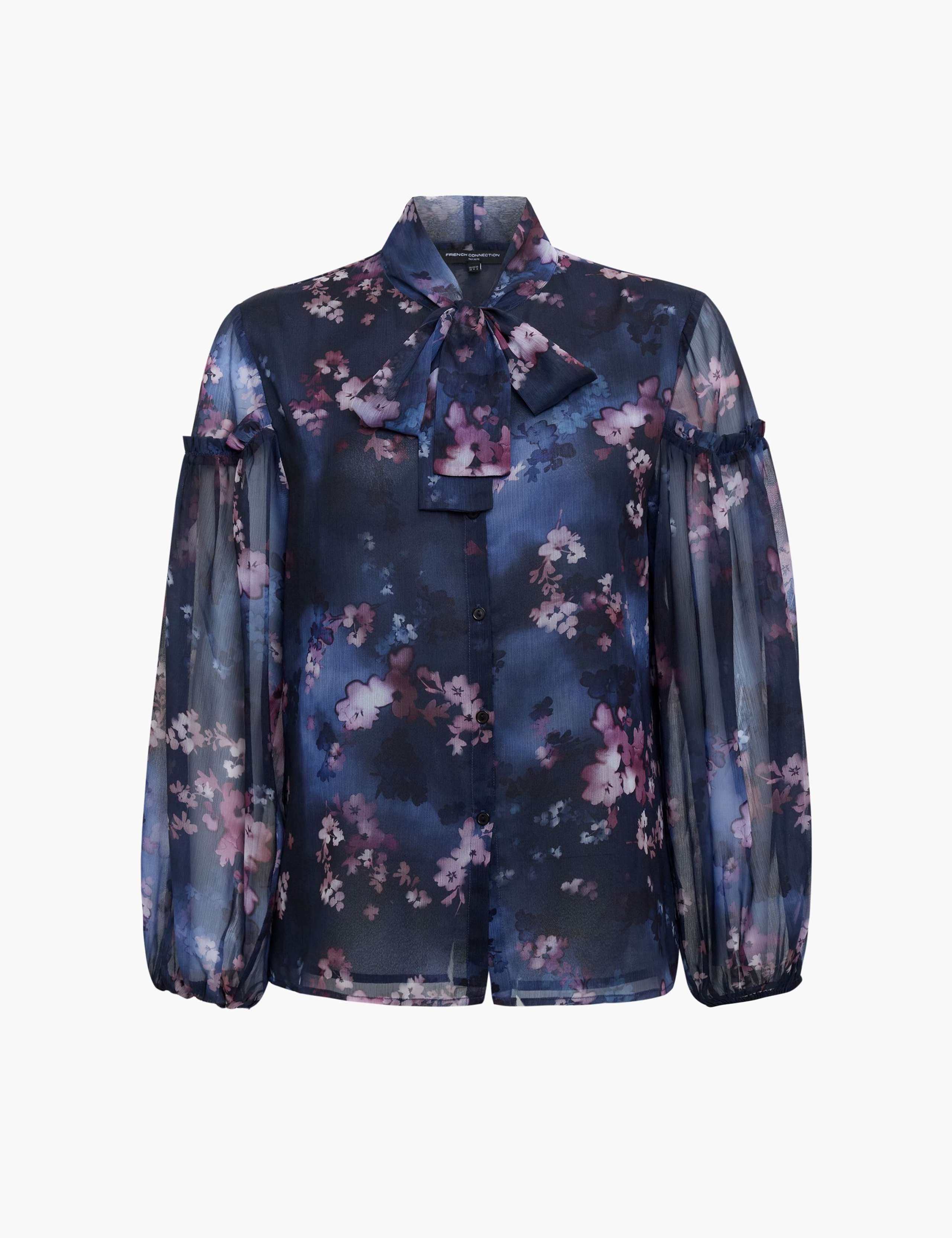 Floral Tie Neck Button Through Shirt 2 of 6