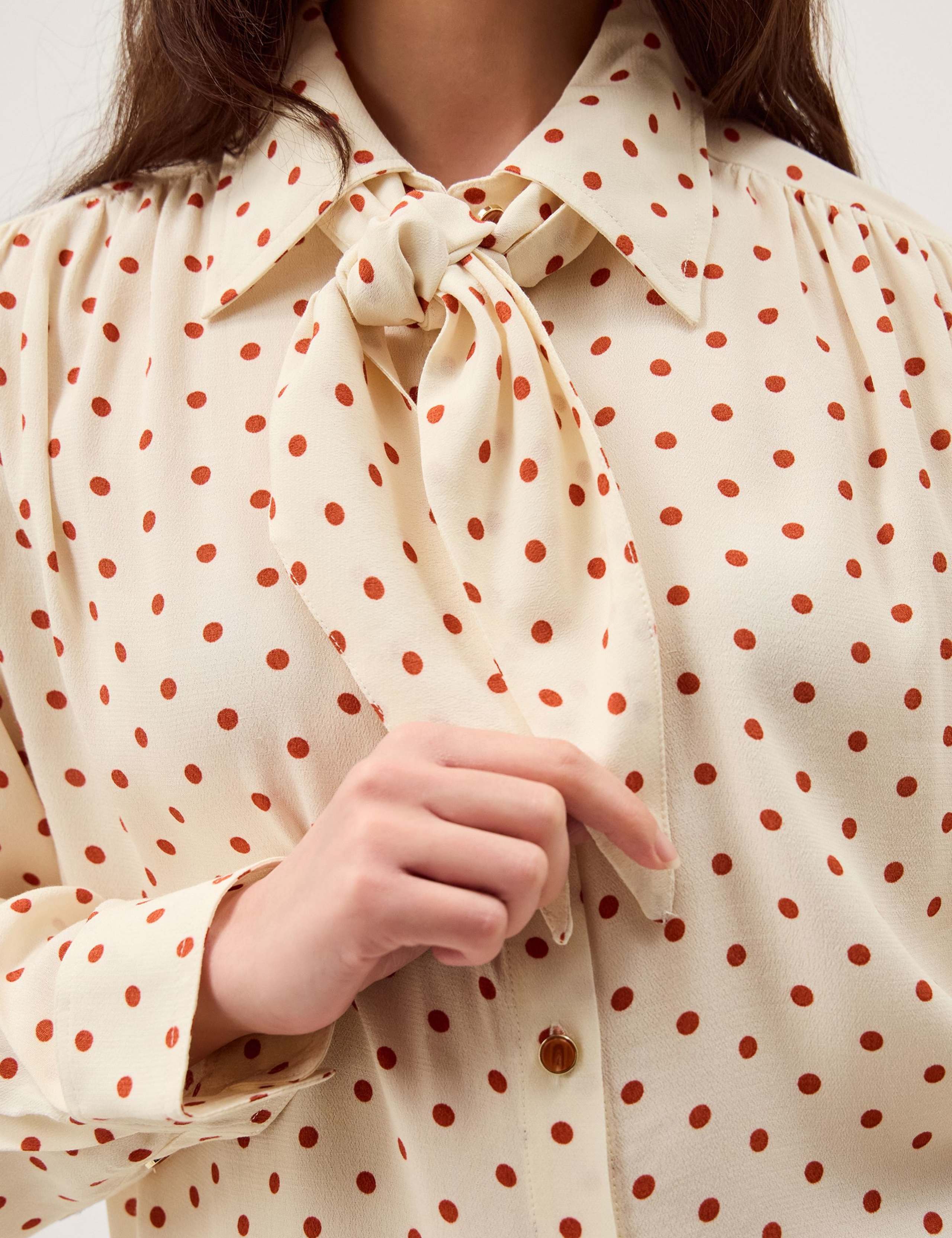 Polka Dot Scarf Detail Shirt 3 of 6