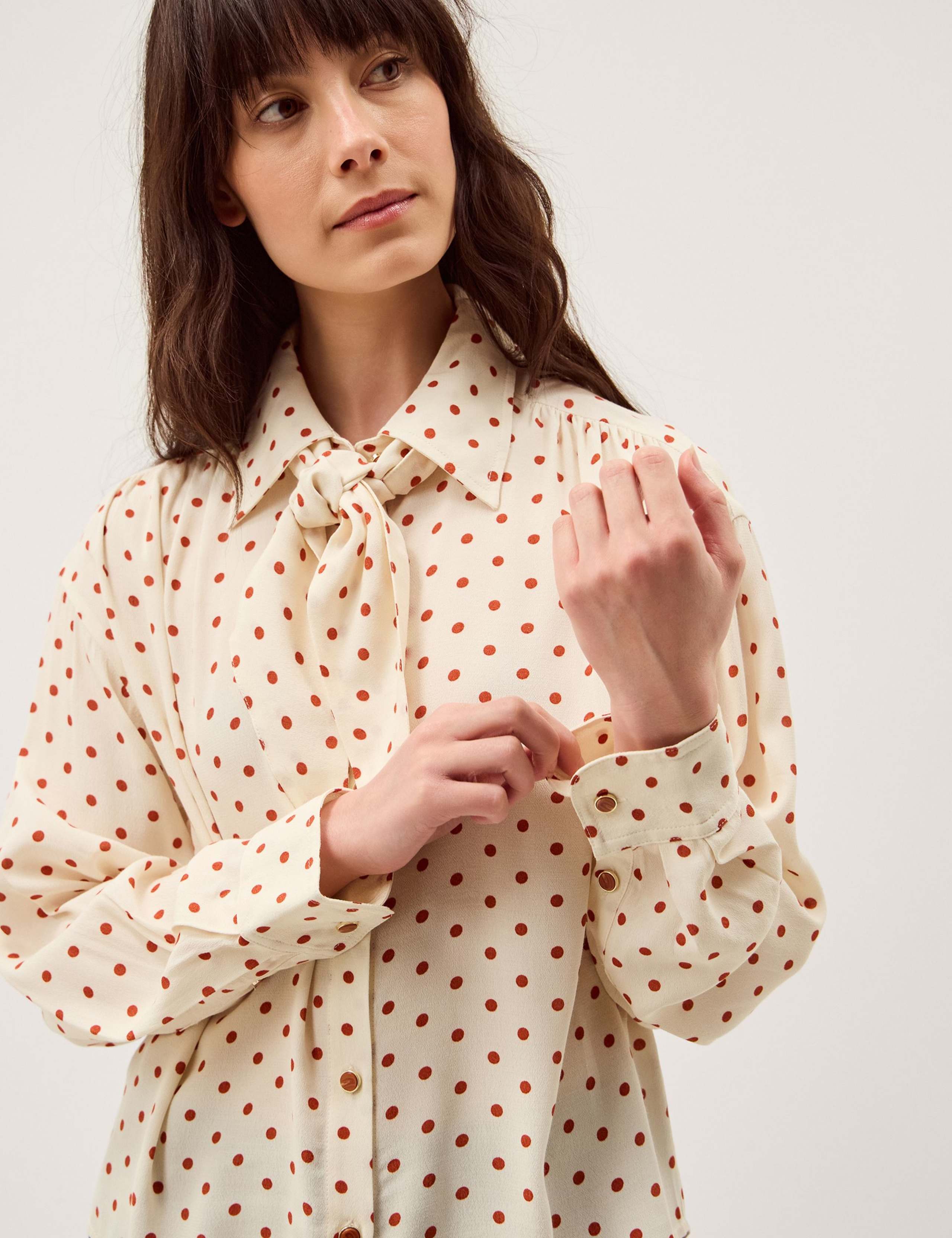 Polka Dot Scarf Detail Shirt 5 of 6