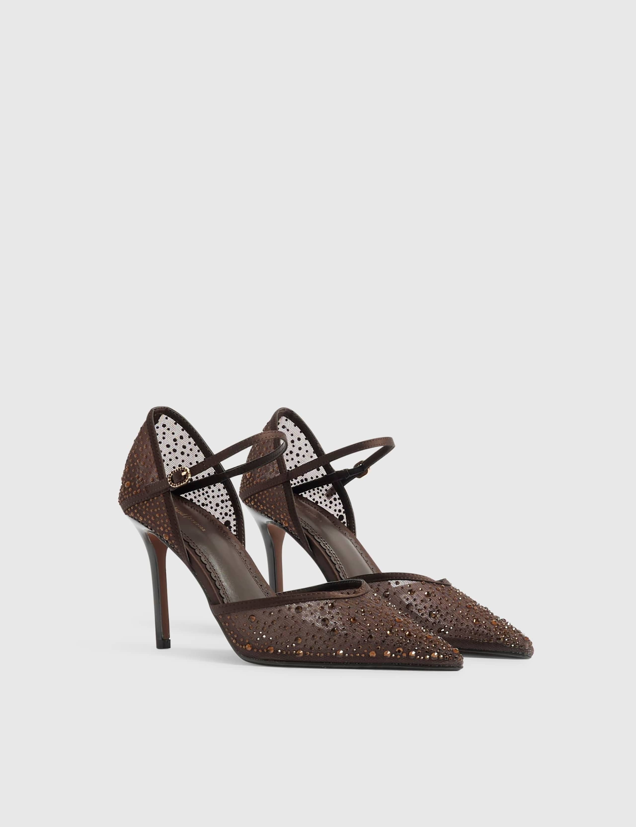 Embellished Ankle Strap Stiletto Court Shoes 4 of 5