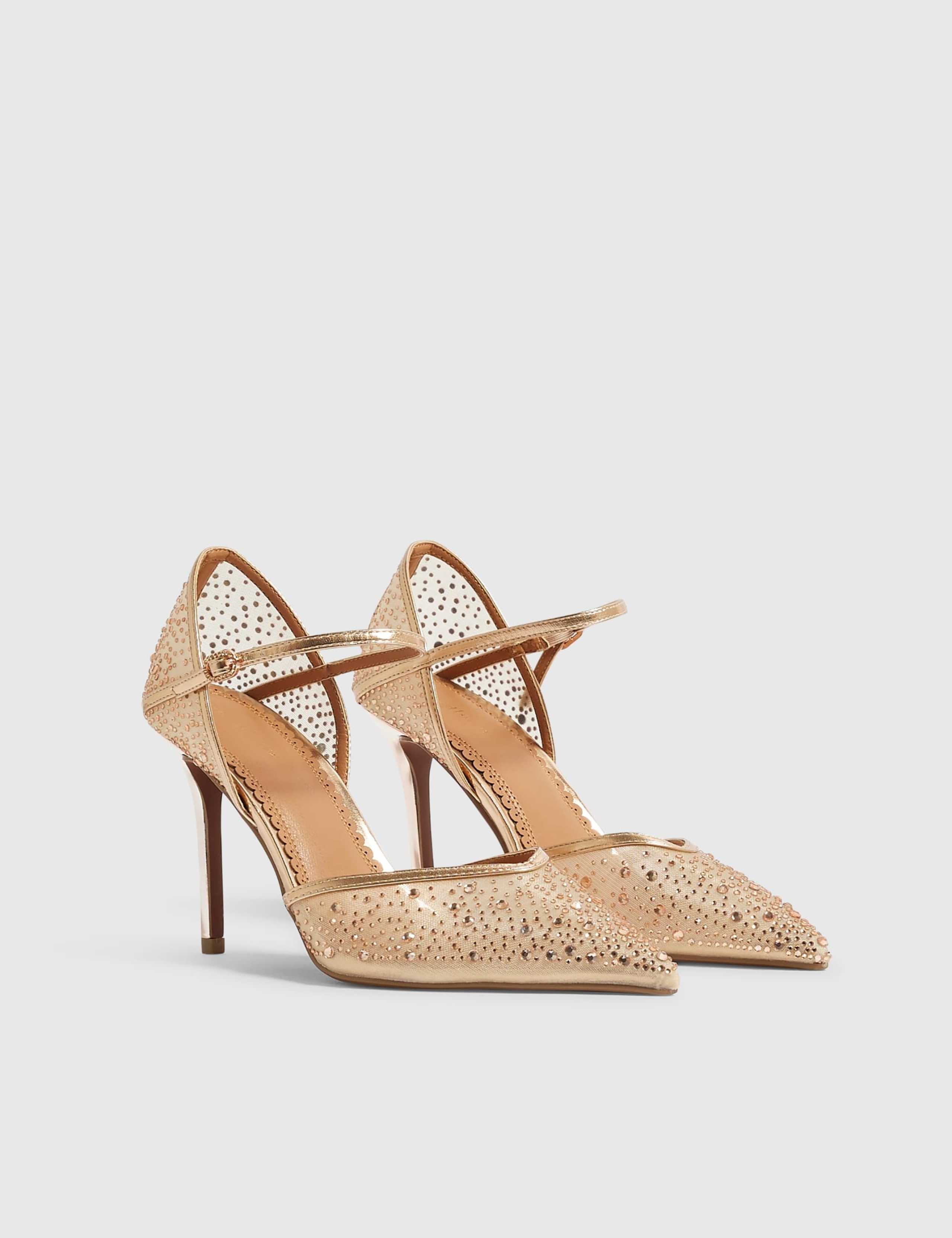 Embellished Ankle Strap Stiletto Court Shoes 4 of 5