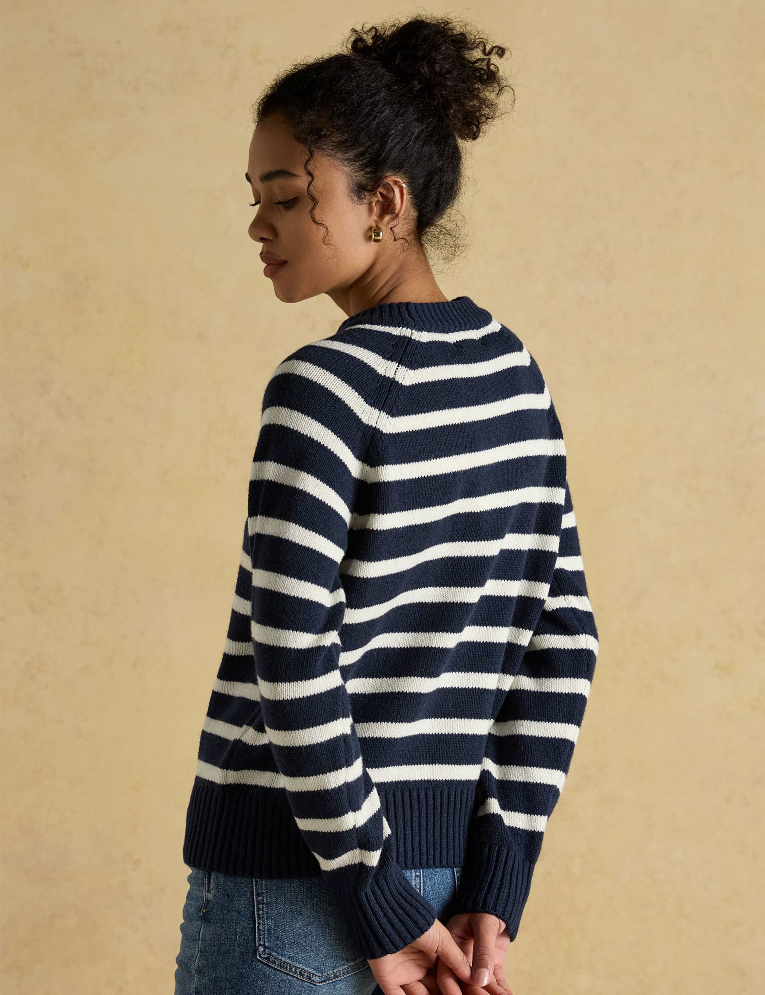 Cotton Blend Striped Embroidered Jumper 3 of 6