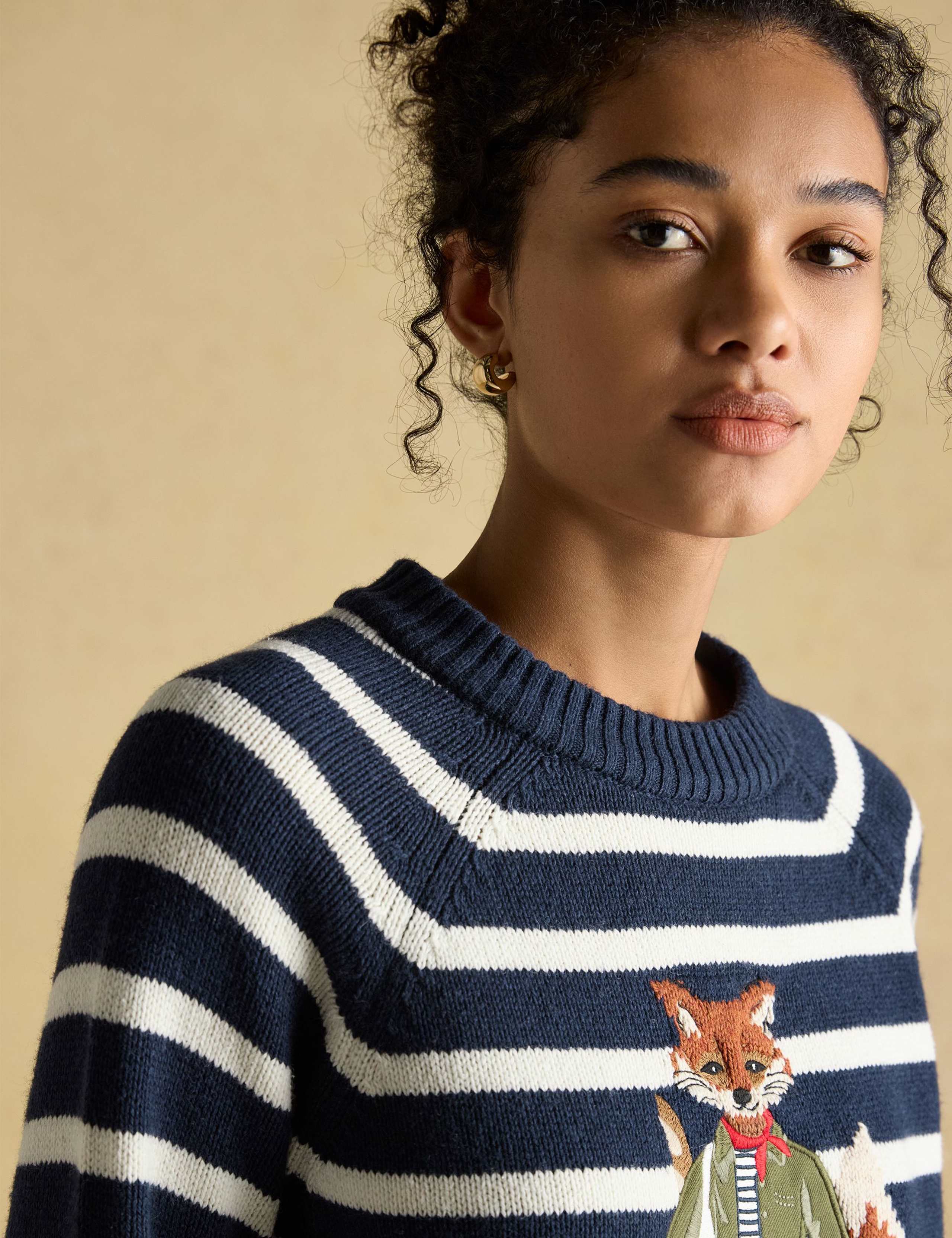 Cotton Blend Striped Embroidered Jumper 4 of 6