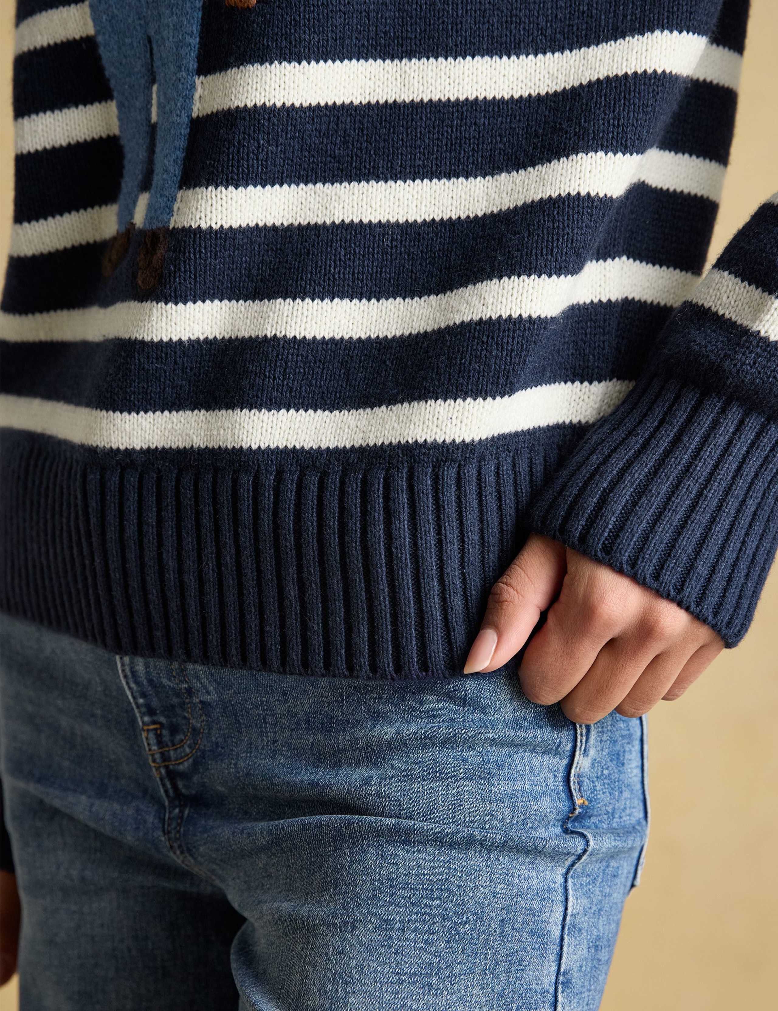 Cotton Blend Striped Embroidered Jumper 5 of 6