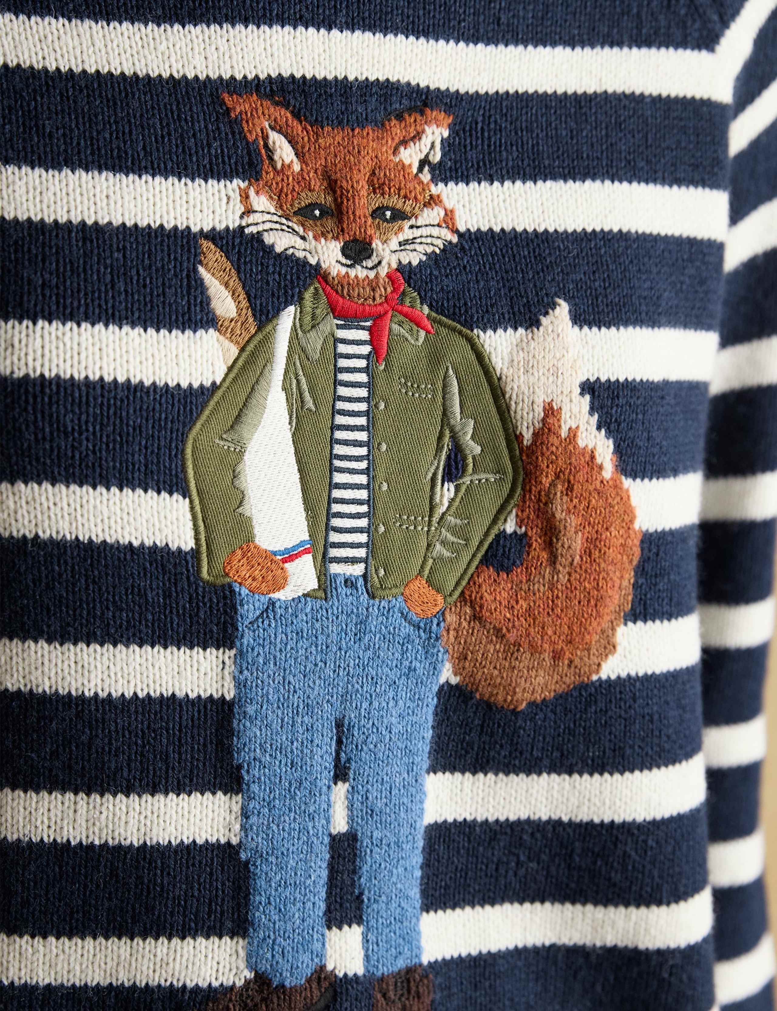 Cotton Blend Striped Embroidered Jumper 6 of 6