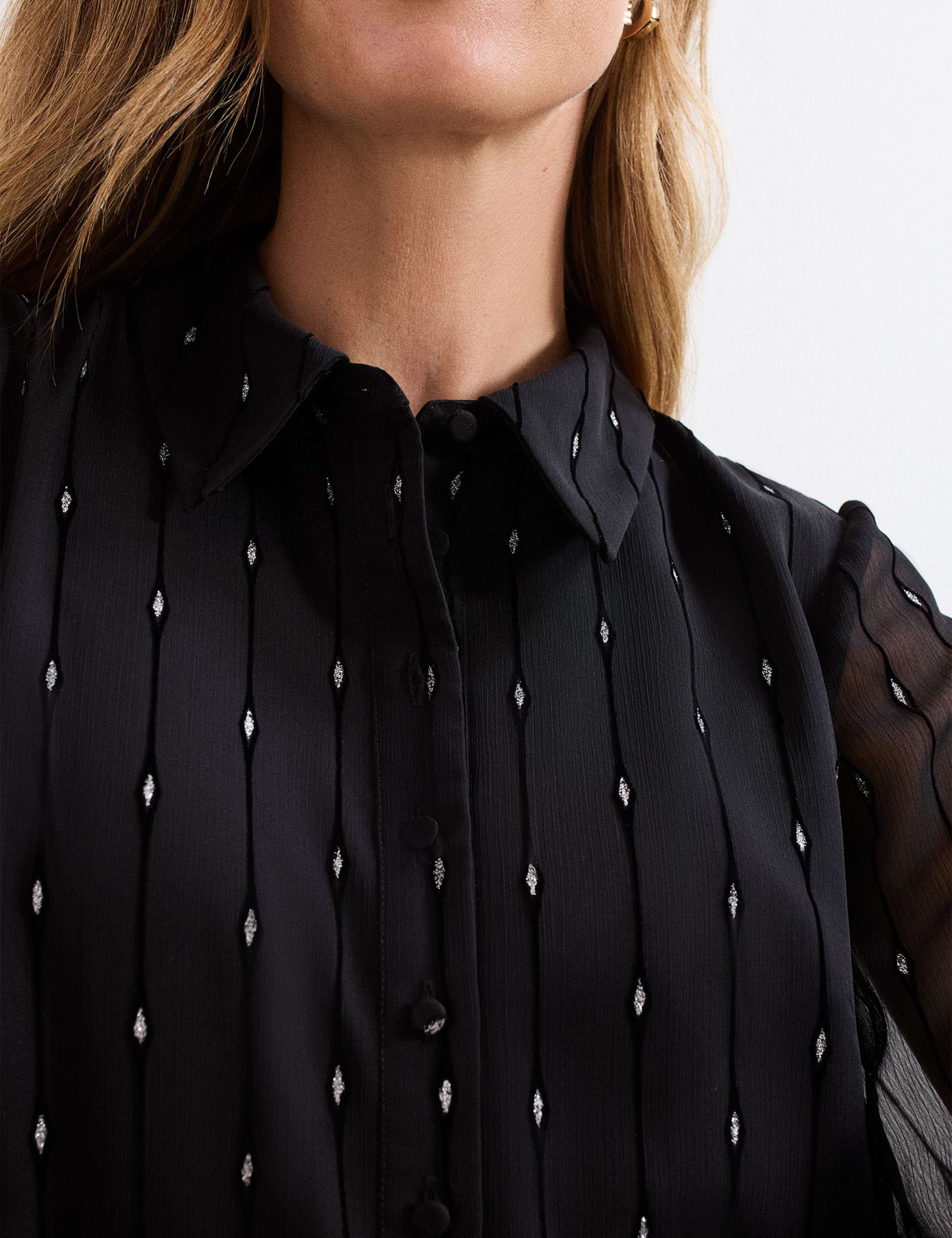 Sparkly Tie Neck Mini Swing Dress 7 of 7