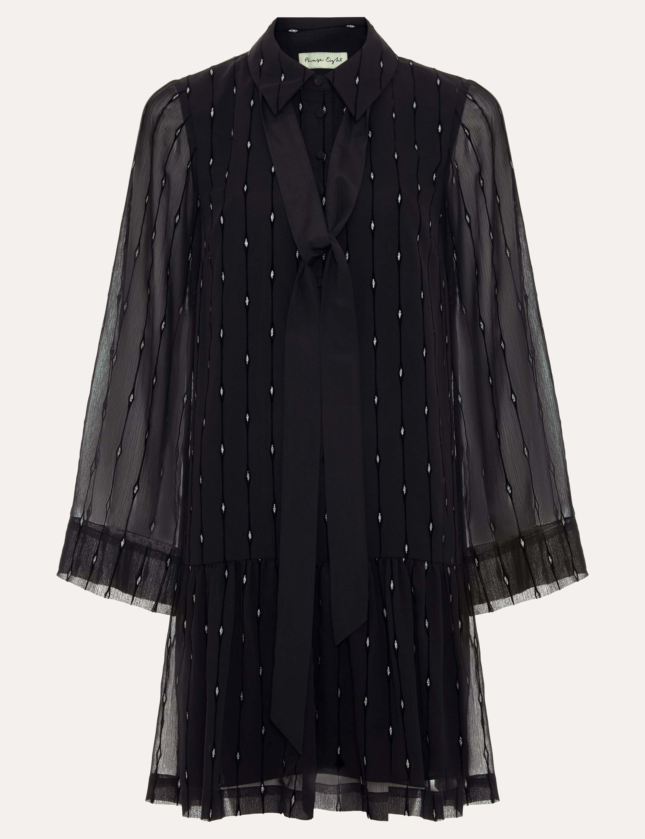 Sparkly Tie Neck Mini Swing Dress 2 of 7