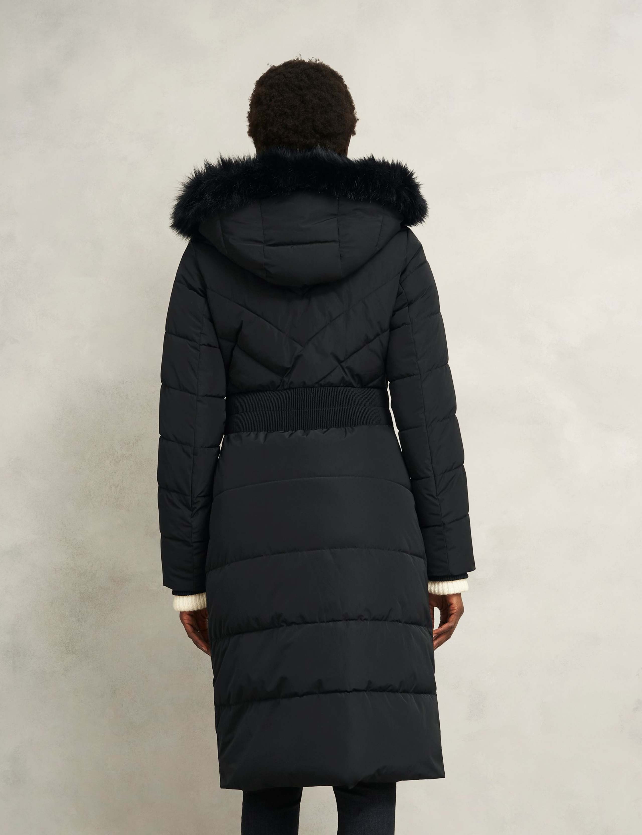 Hooded Faux Fur Trim Longline Puffer Coat 4 of 7
