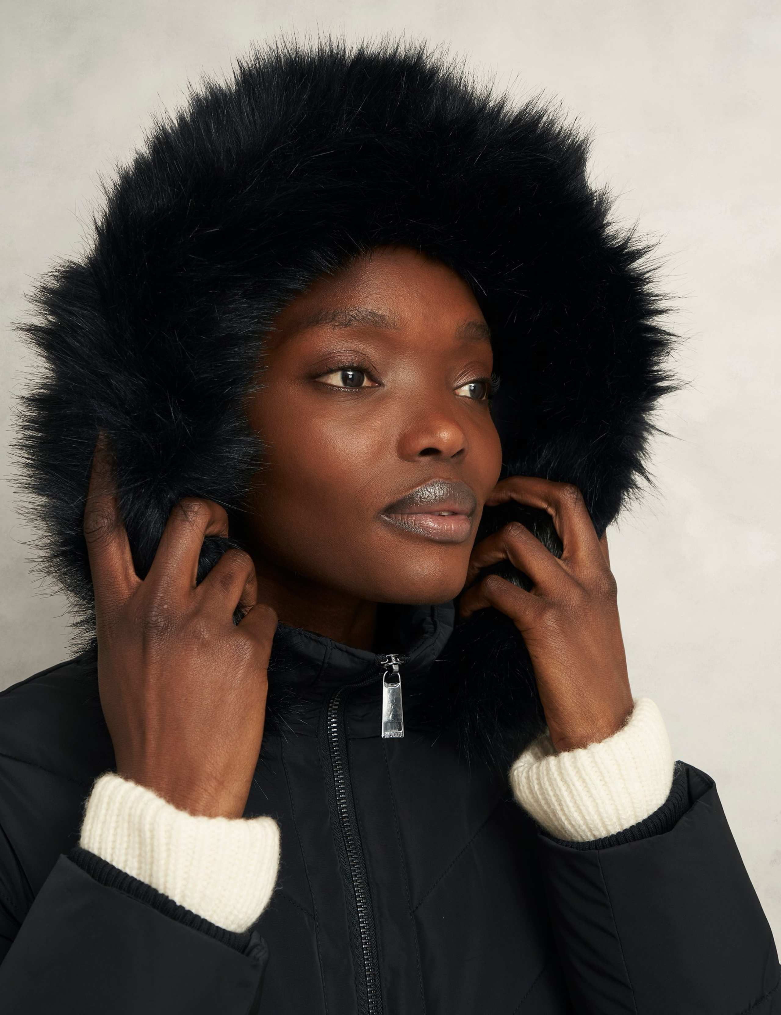 Hooded Faux Fur Trim Longline Puffer Coat 5 of 7