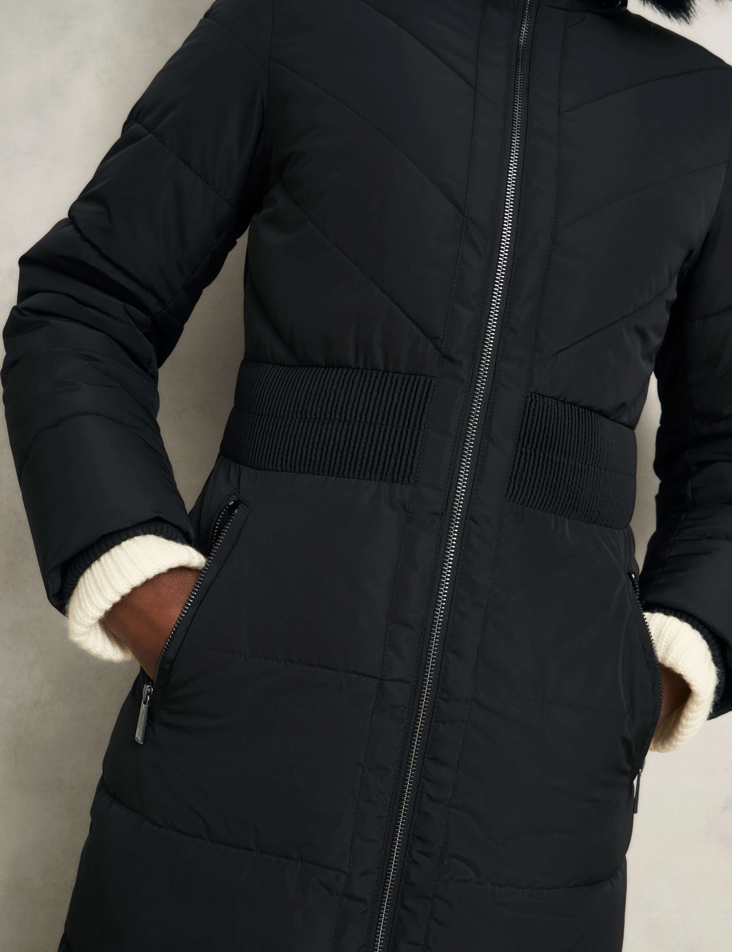 Hooded Faux Fur Trim Longline Puffer Coat 6 of 7