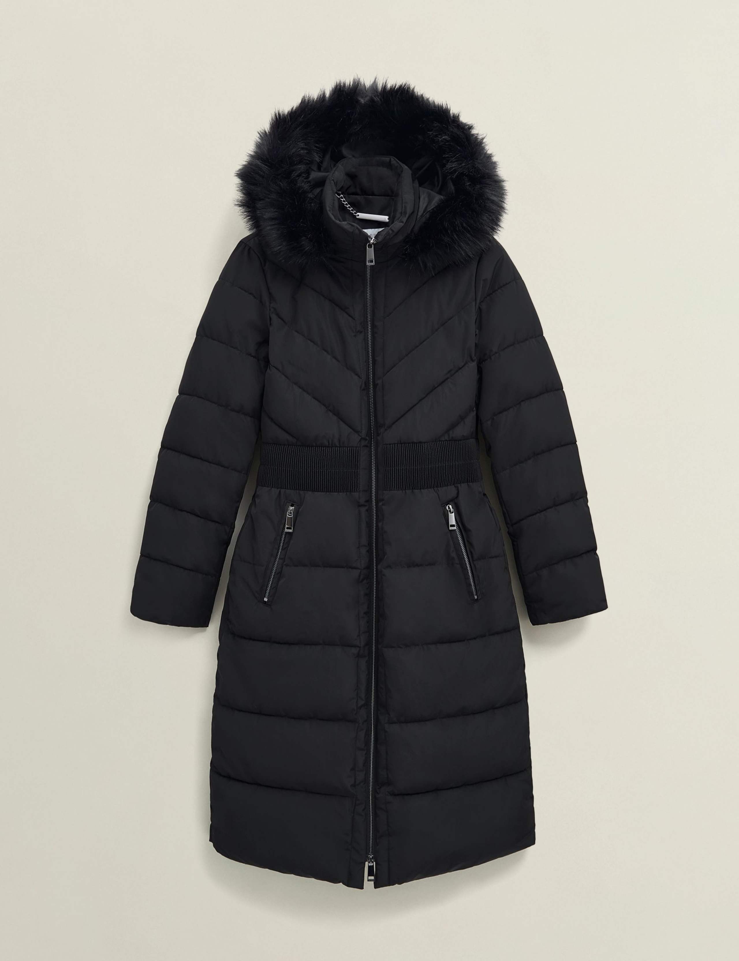 Hooded Faux Fur Trim Longline Puffer Coat 2 of 7