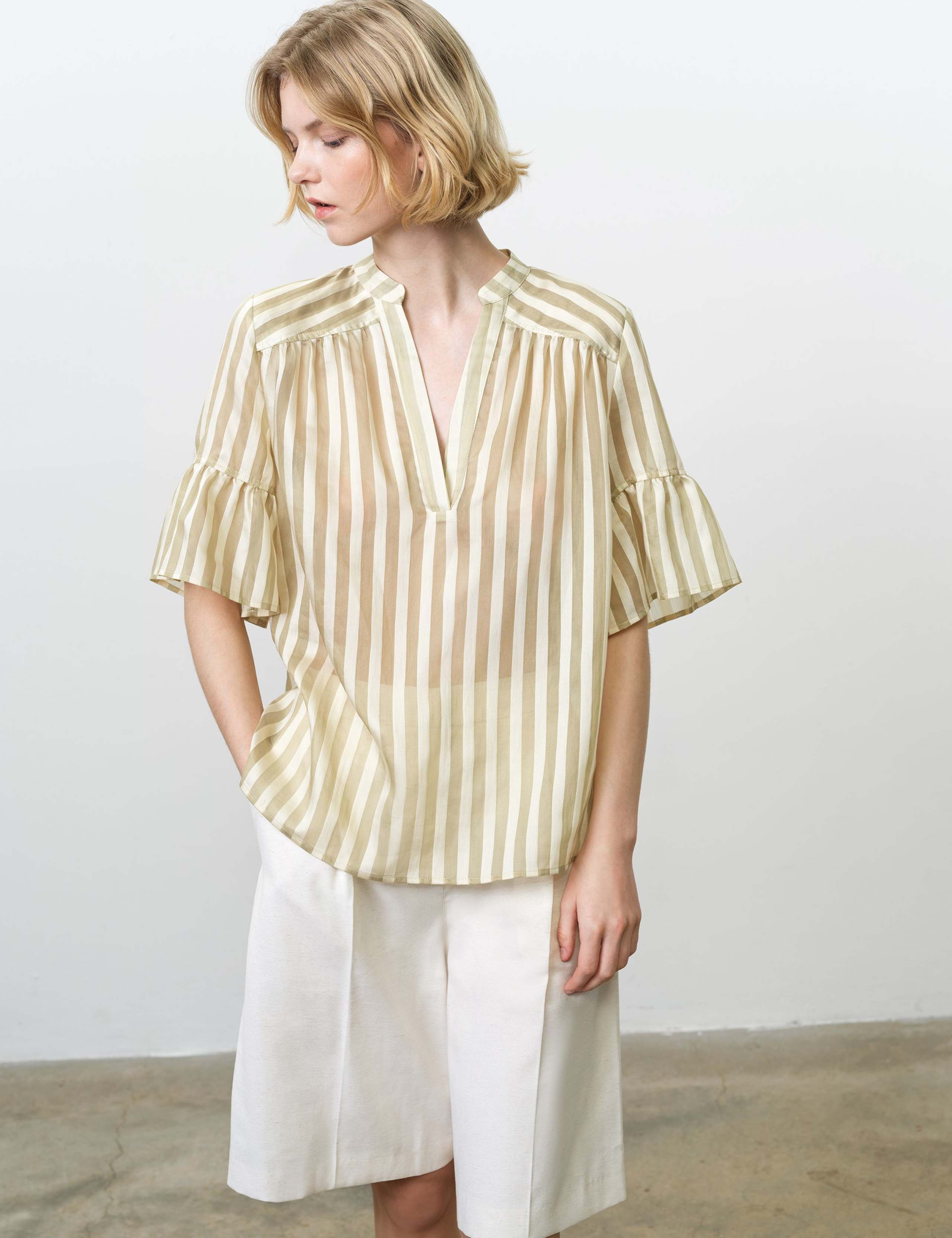 Lyocell Rich Striped V-Neck Top 3 of 7