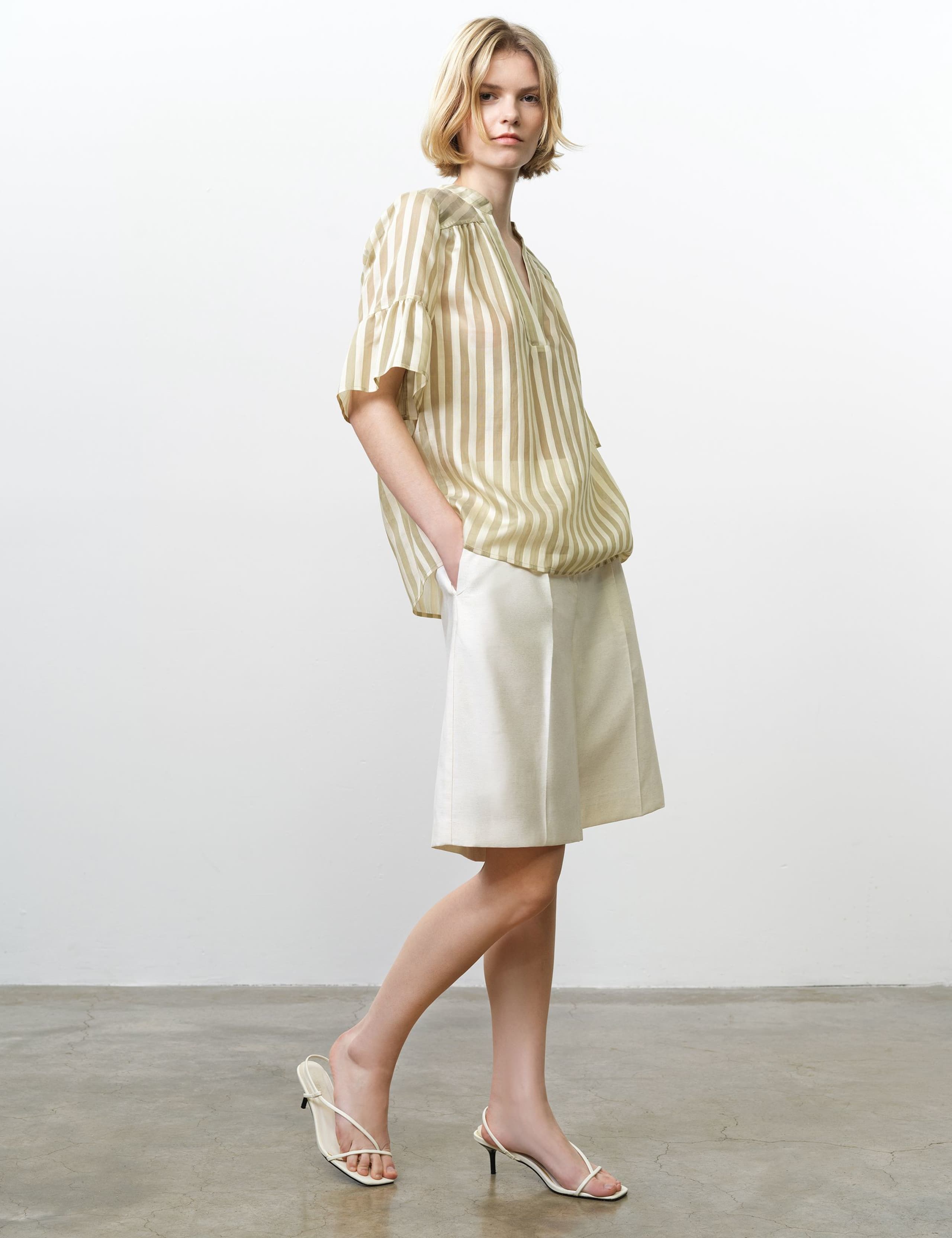 Lyocell Rich Striped V-Neck Top 4 of 7