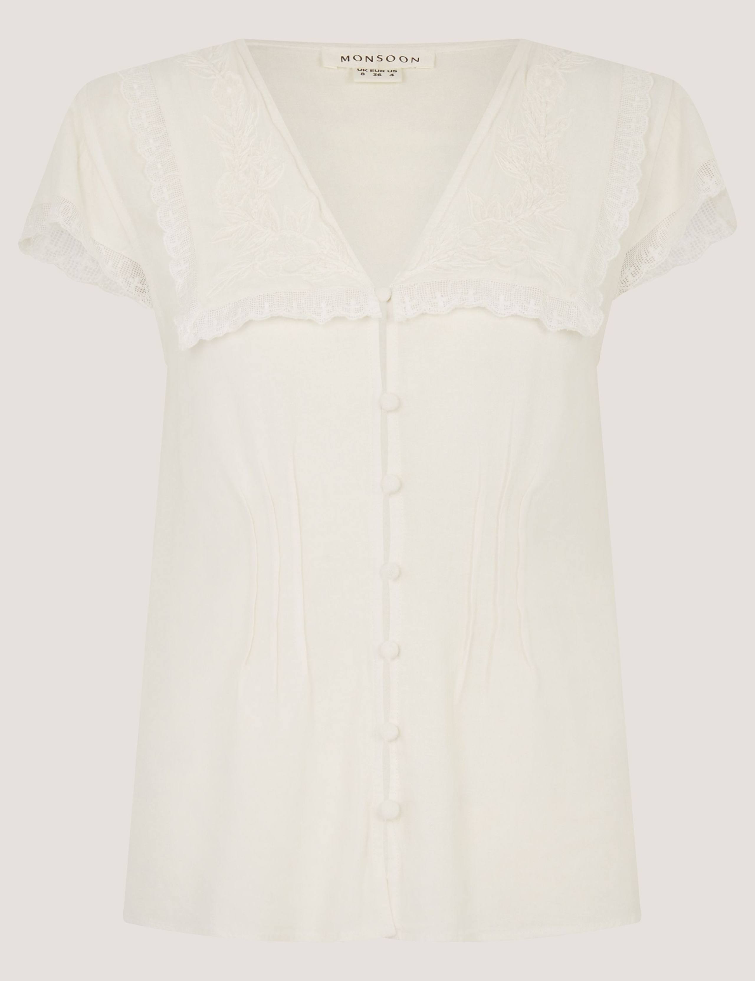 V-Neck Blouse with Linen 2 of 4